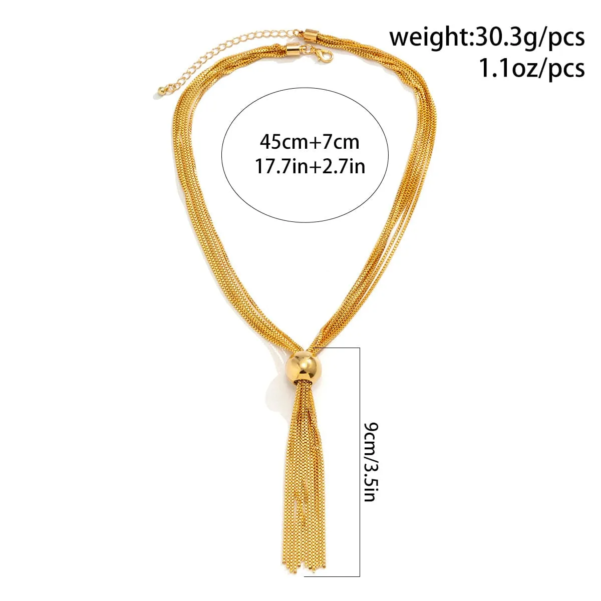 Minimalist Layered Chain Tassel Y Necklace
