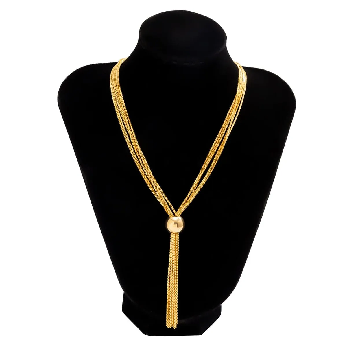 Minimalist Layered Chain Tassel Y Necklace