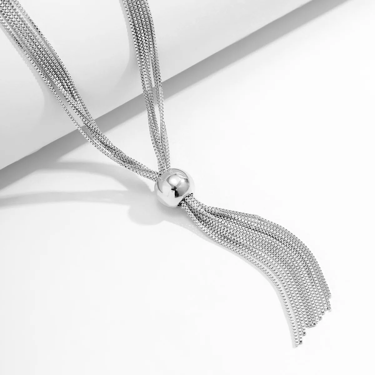 Minimalist Layered Chain Tassel Y Necklace