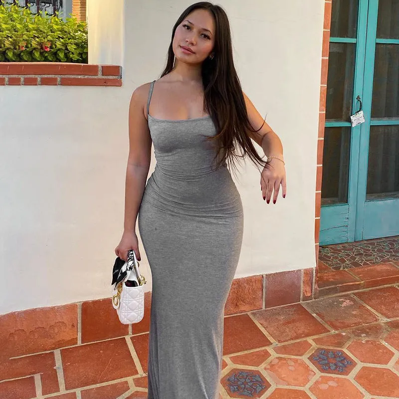Minimalist Sleek Spaghetti Strap Slim Fit Long Dress