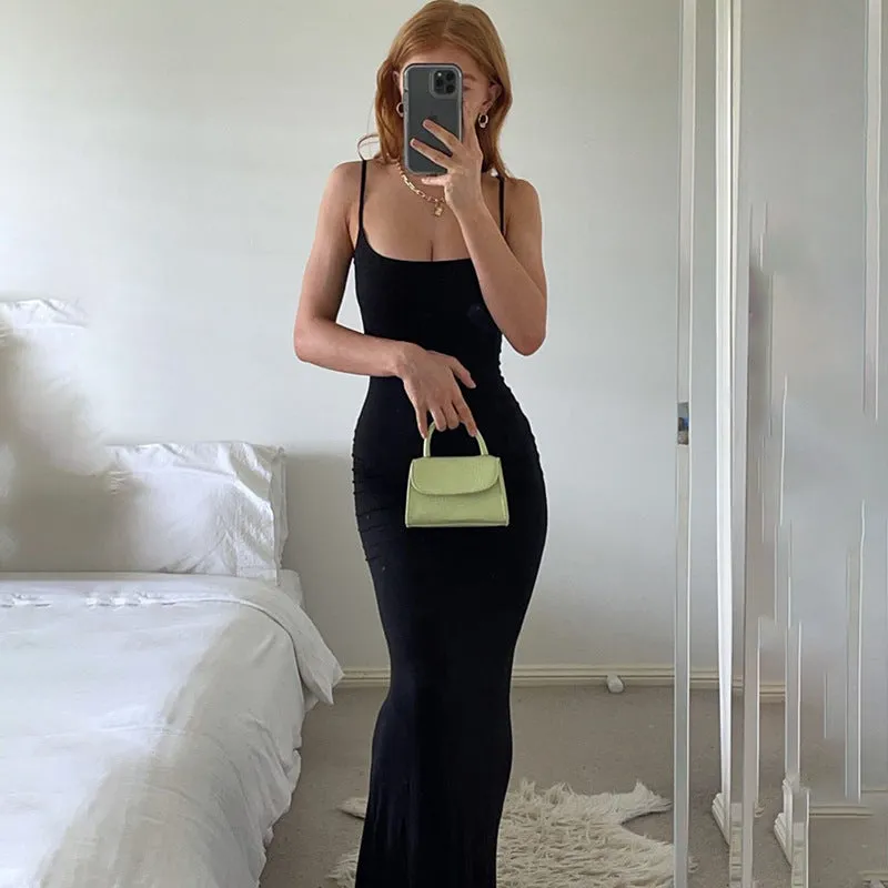 Minimalist Sleek Spaghetti Strap Slim Fit Long Dress