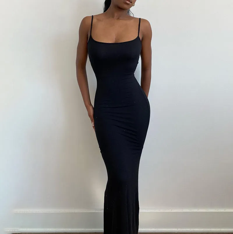 Minimalist Sleek Spaghetti Strap Slim Fit Long Dress