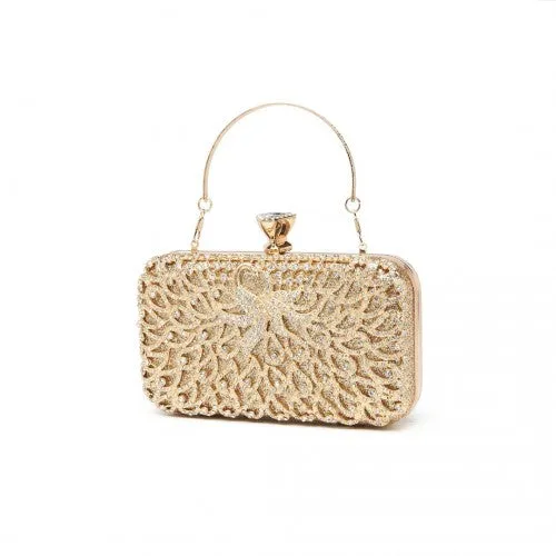 Miss Lulu Sparkling Classical Women Clutch Purse Evening Bag - Gold
