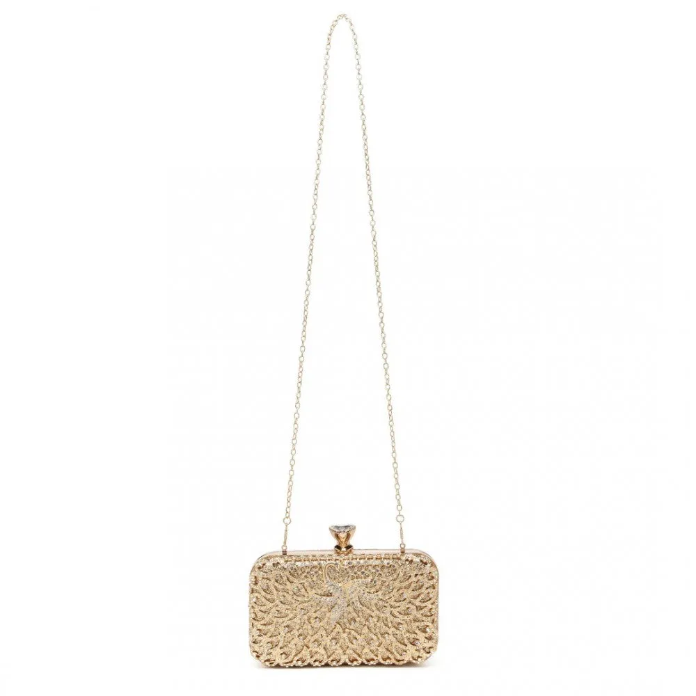 Miss Lulu Sparkling Classical Women Clutch Purse Evening Bag - Gold