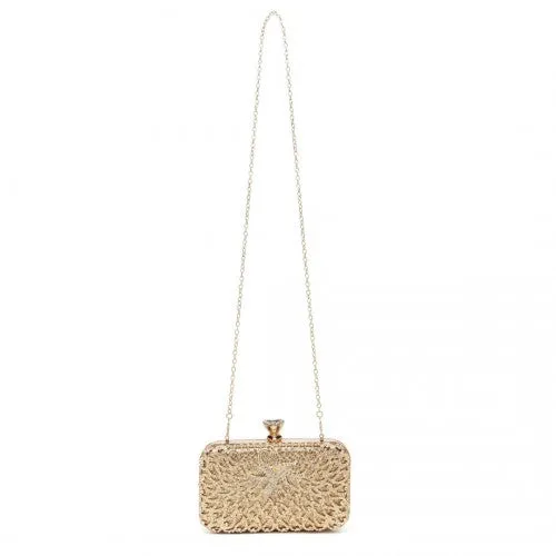 Miss Lulu Sparkling Classical Women Clutch Purse Evening Bag - Gold