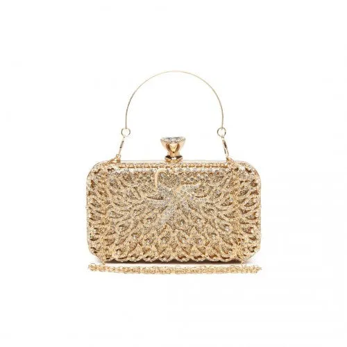 Miss Lulu Sparkling Classical Women Clutch Purse Evening Bag - Gold