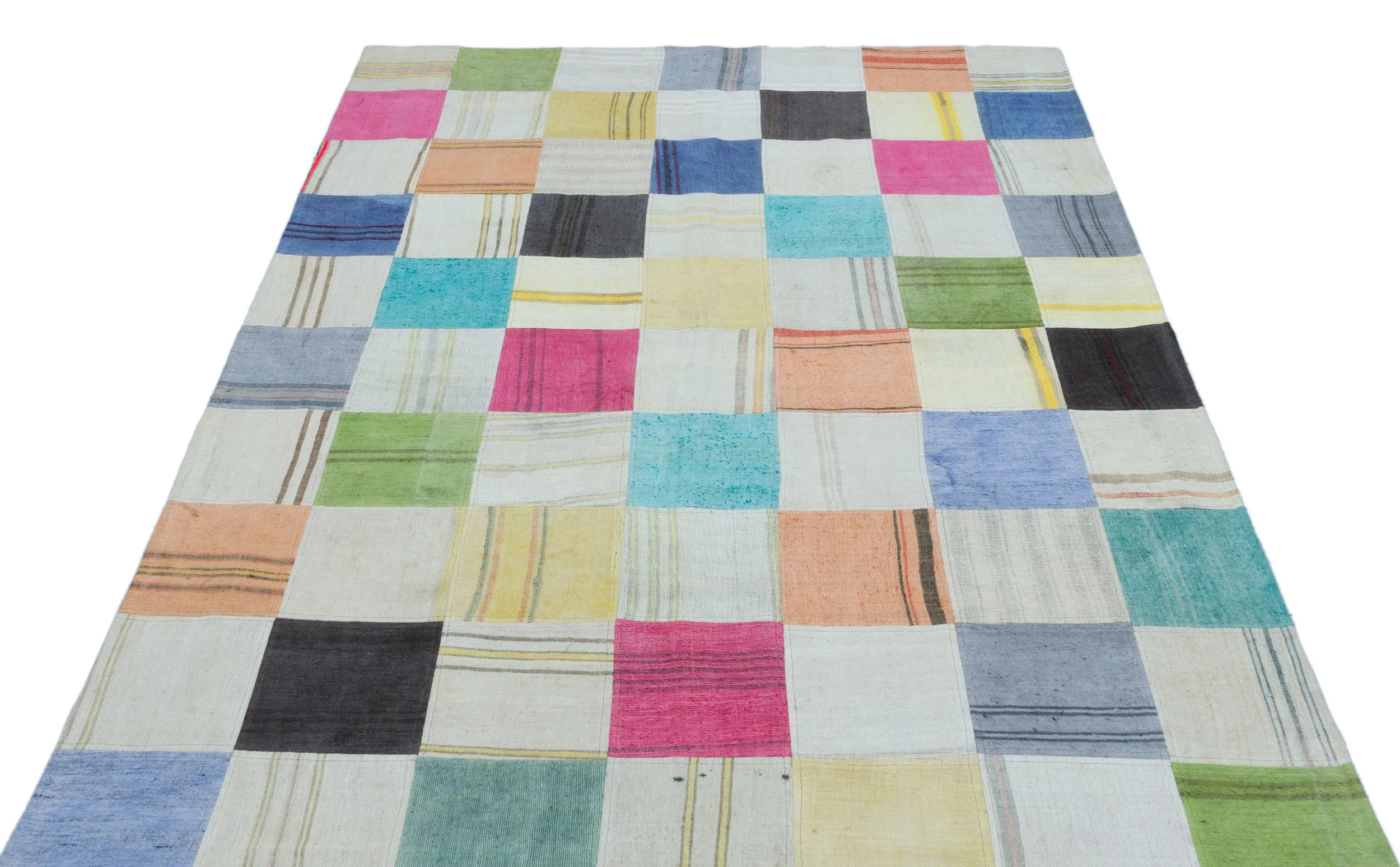Mixed Over Dyed Kilim Patchwork Unique Rug 5'1'' x 7'7'' ft 156 x 230 cm