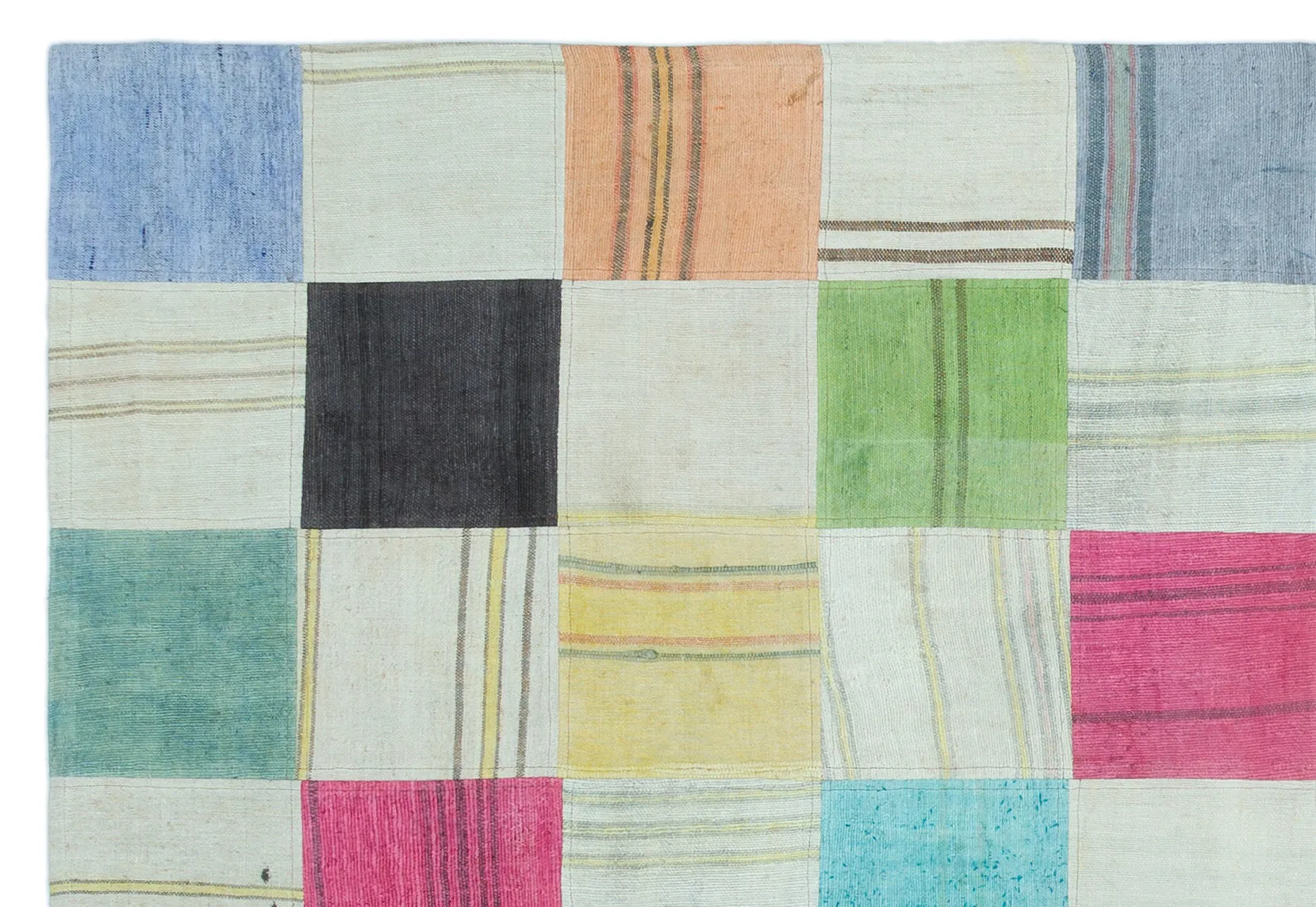 Mixed Over Dyed Kilim Patchwork Unique Rug 5'1'' x 7'7'' ft 156 x 230 cm