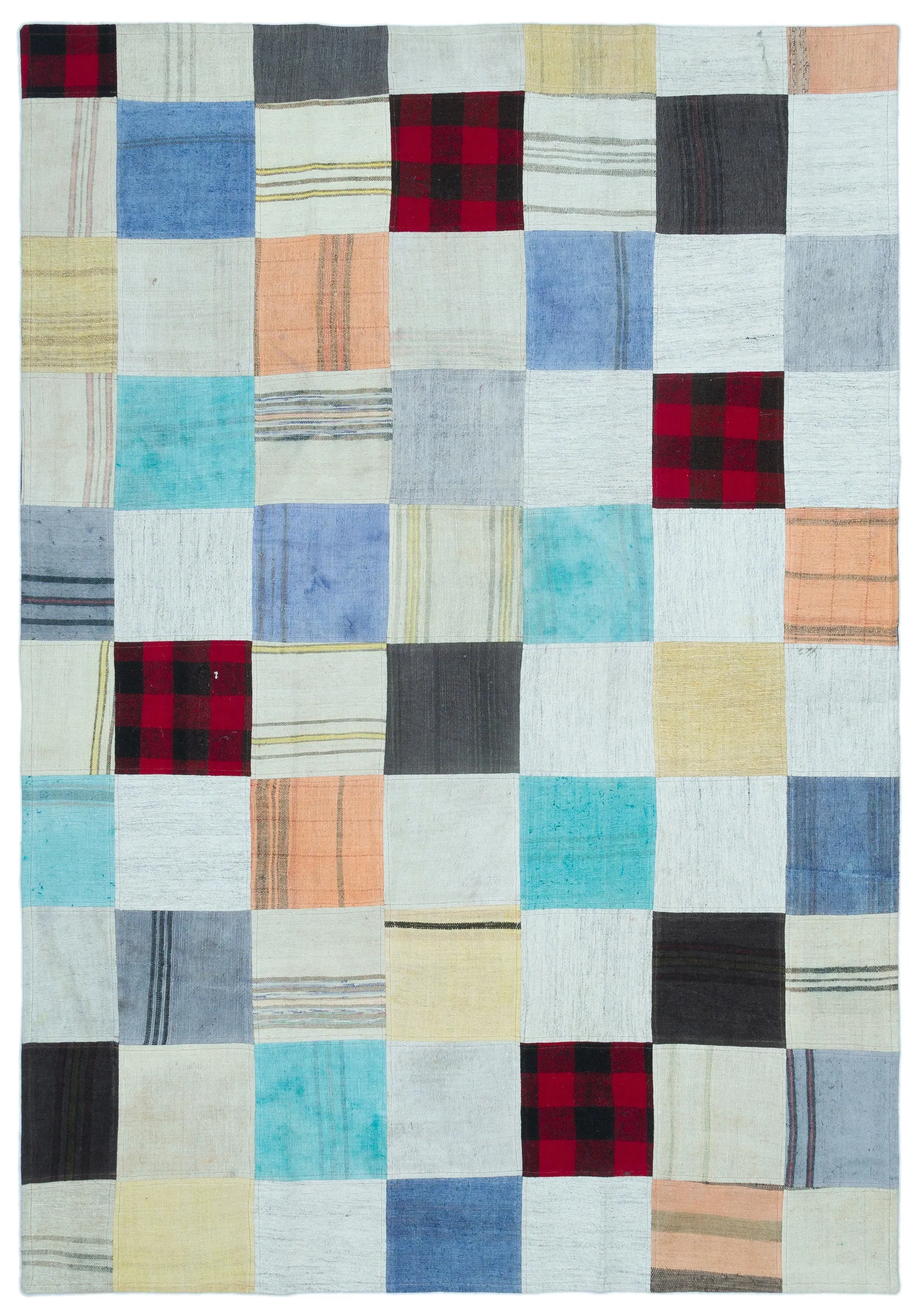 Mixed Over Dyed Kilim Patchwork Unique Rug 5'3'' x 7'7'' ft 159 x 230 cm