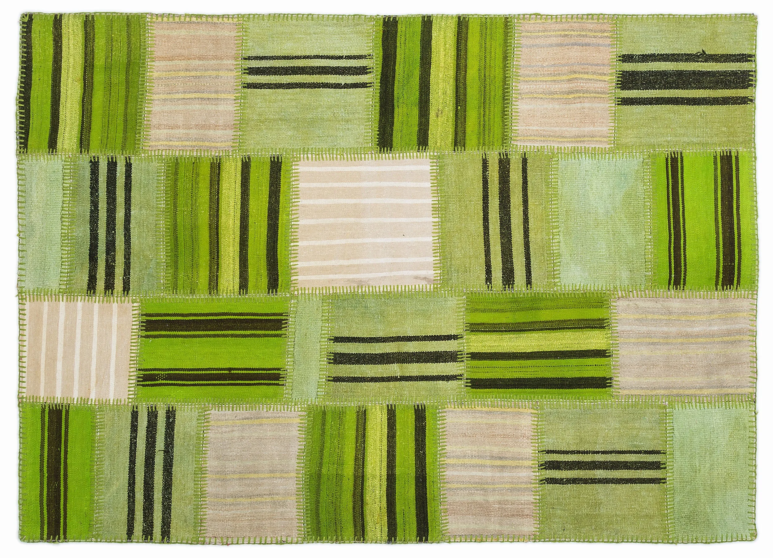 Mixed Over Dyed Kilim Patchwork Unique Rug 5'3'' x 7'7'' ft 160 x 230 cm