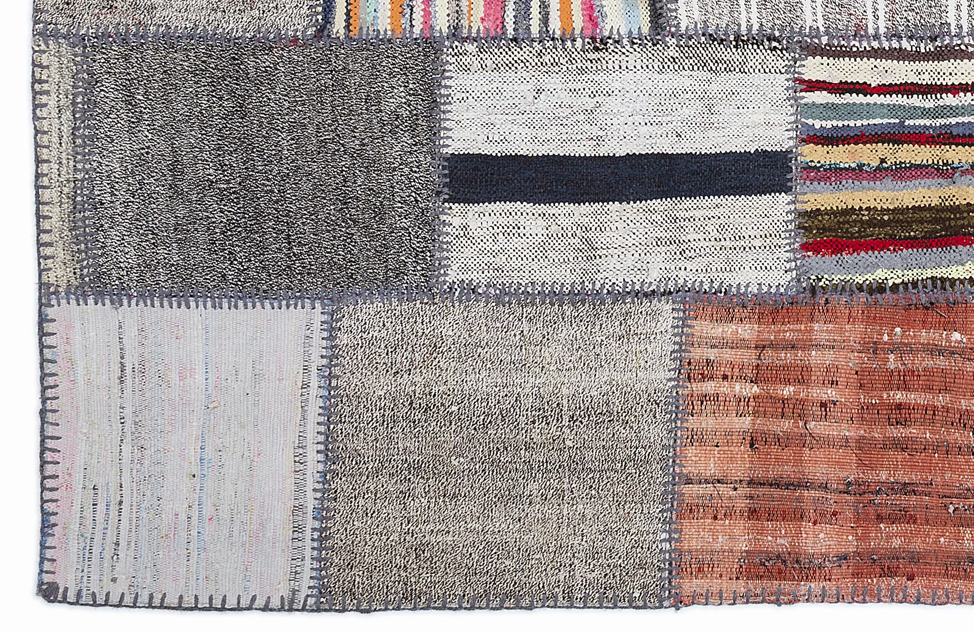 Mixed Over Dyed Kilim Patchwork Unique Rug 5'3'' x 7'7'' ft 160 x 230 cm