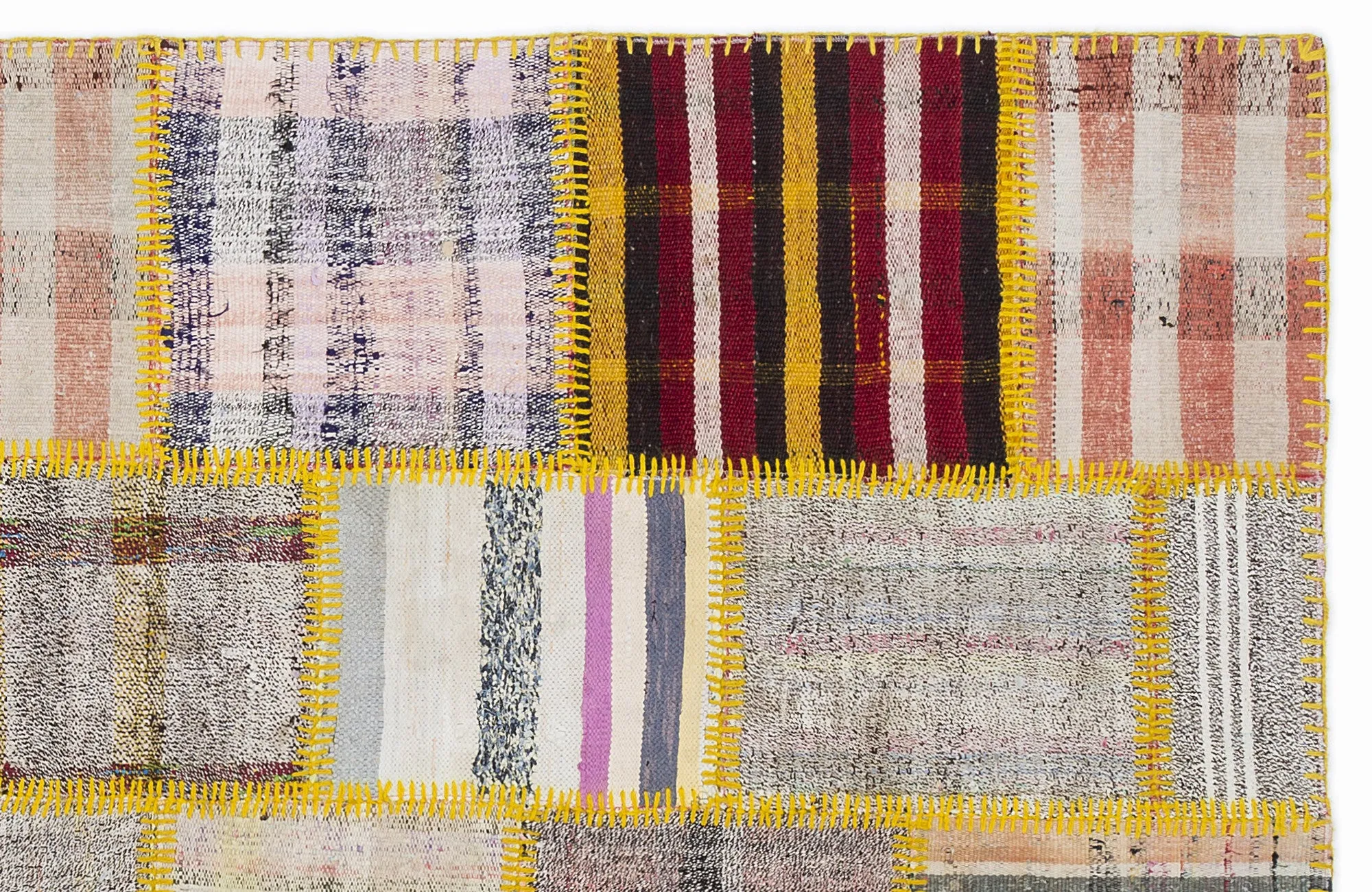 Mixed Over Dyed Kilim Patchwork Unique Rug 5'3'' x 7'7'' ft 160 x 230 cm