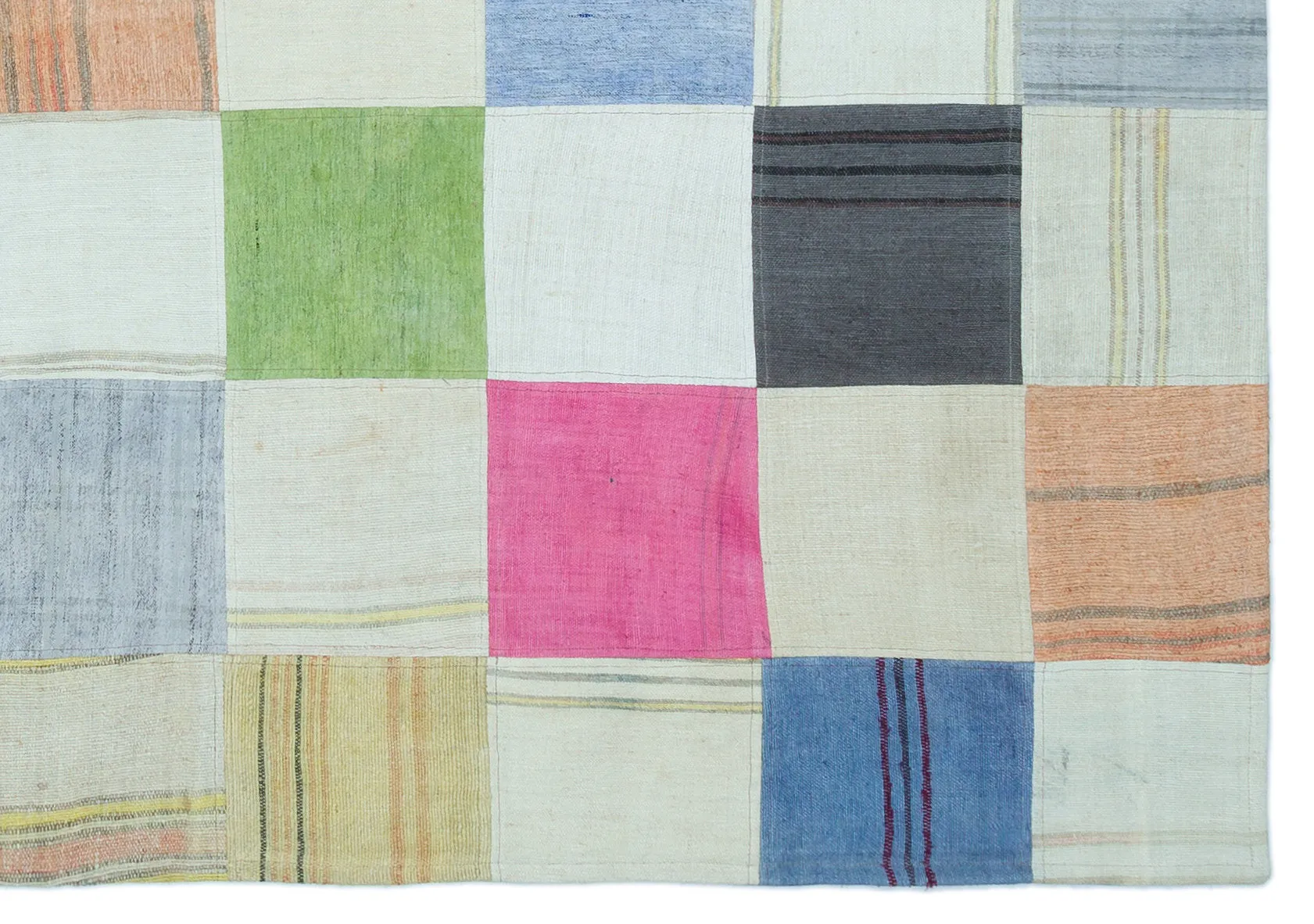 Mixed Over Dyed Kilim Patchwork Unique Rug 5'3'' x 7'7'' ft 160 x 230 cm