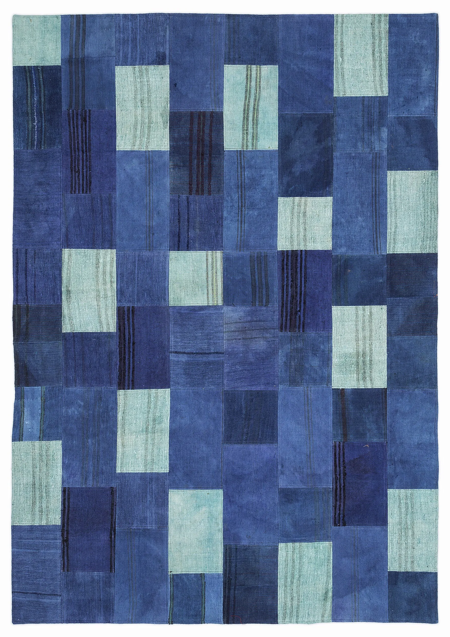 Mixed Over Dyed Kilim Patchwork Unique Rug 5'3'' x 7'7'' ft 160 x 230 cm