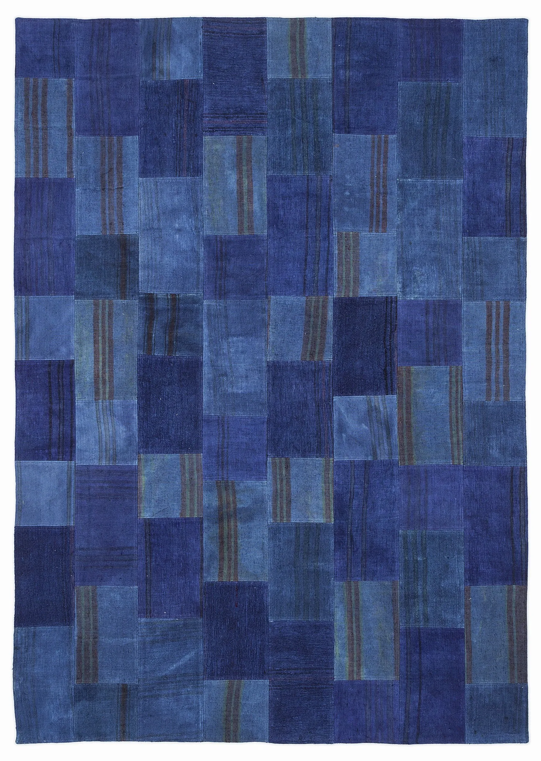 Mixed Over Dyed Kilim Patchwork Unique Rug 5'3'' x 7'7'' ft 160 x 230 cm
