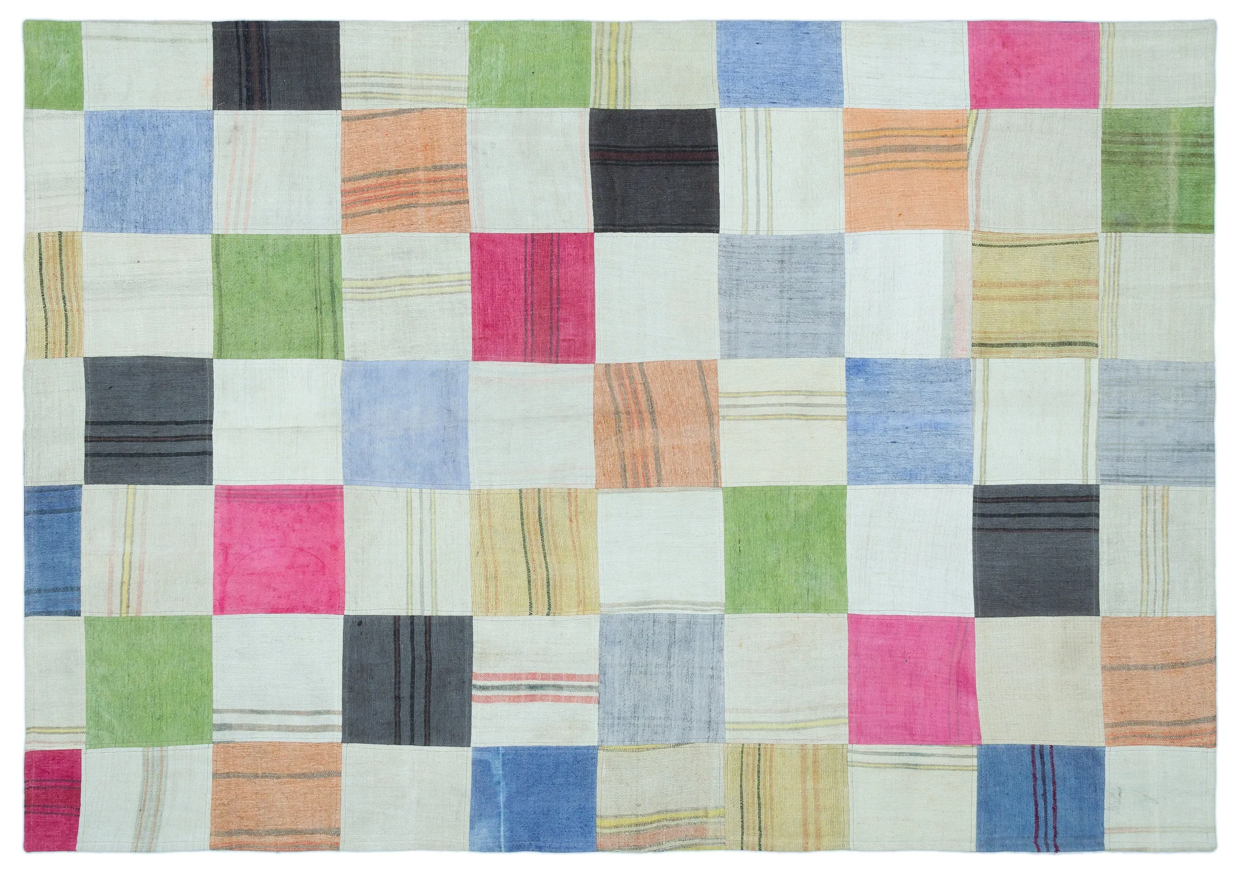 Mixed Over Dyed Kilim Patchwork Unique Rug 5'3'' x 7'7'' ft 160 x 230 cm