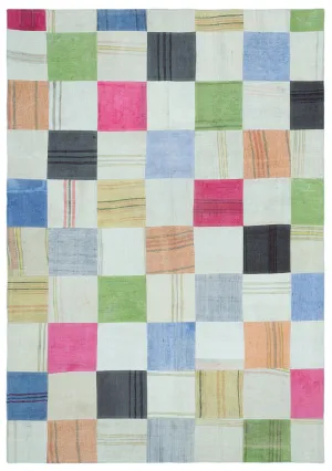 Mixed Over Dyed Kilim Patchwork Unique Rug 5'3'' x 7'7'' ft 160 x 230 cm