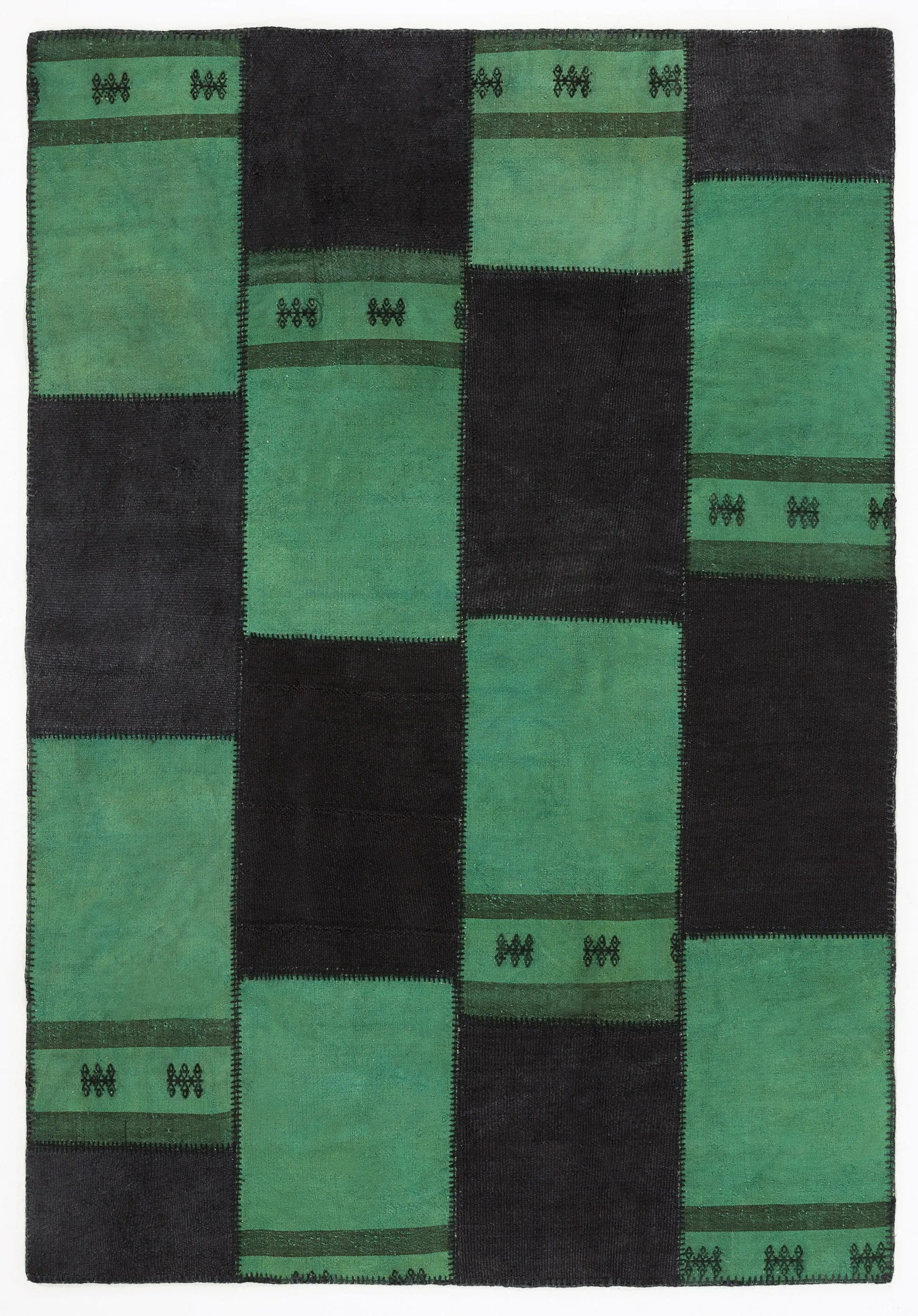 Mixed Over Dyed Kilim Patchwork Unique Rug 5'3'' x 7'7'' ft 160 x 230 cm