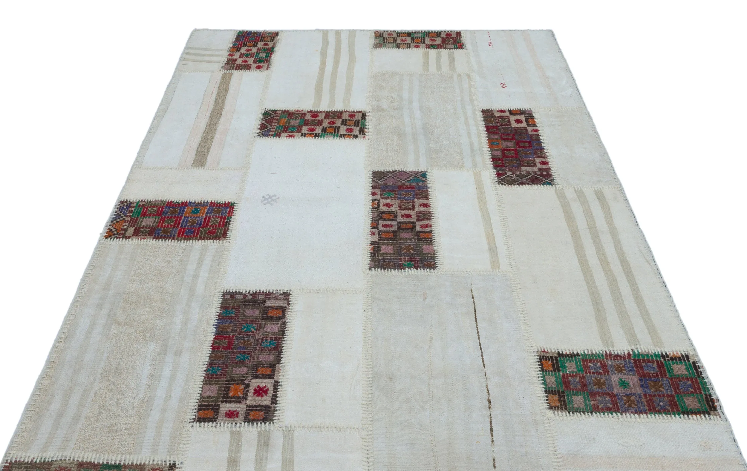 Mixed Over Dyed Kilim Patchwork Unique Rug 5'3'' x 7'8'' ft 160 x 233 cm
