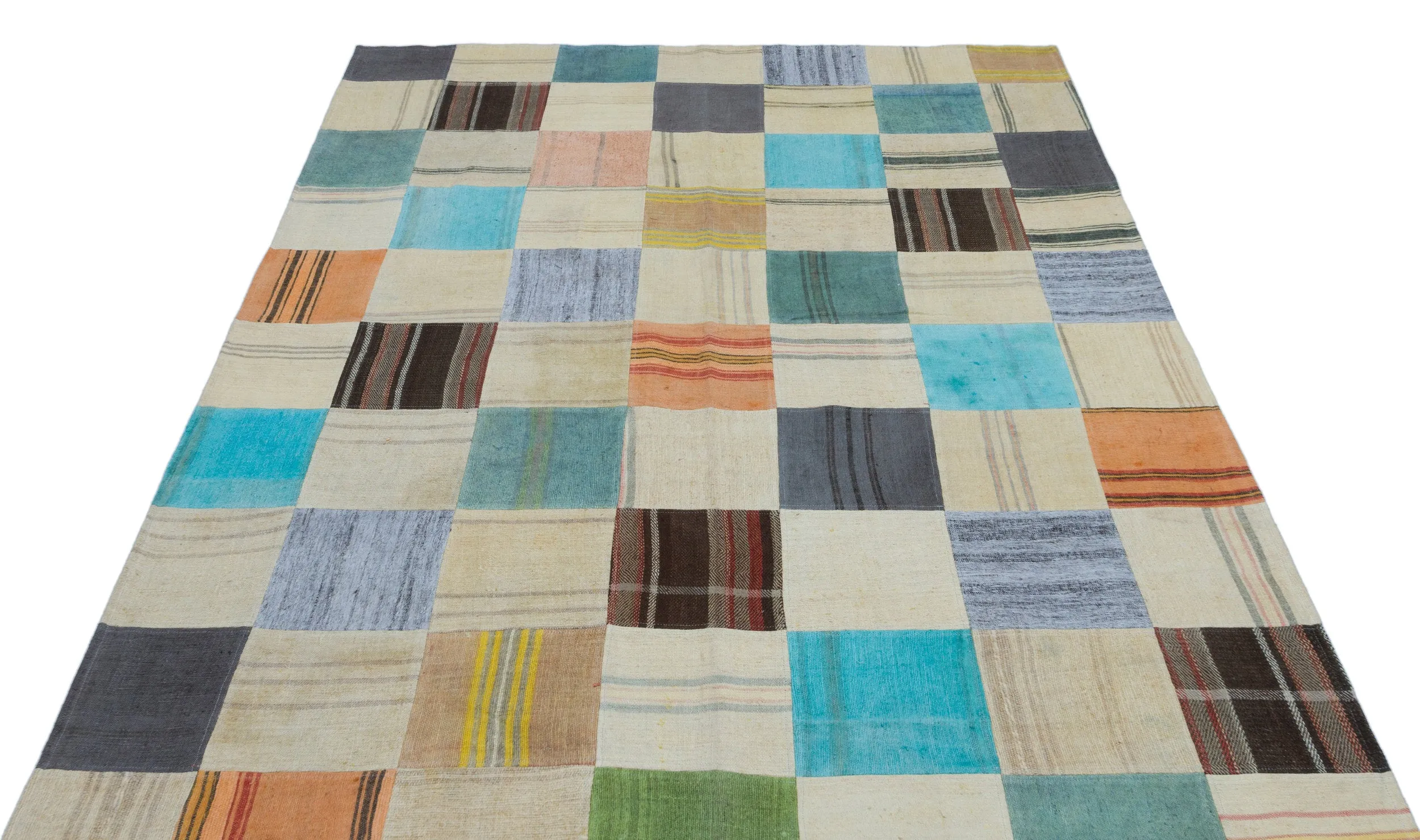 Mixed Over Dyed Kilim Patchwork Unique Rug 5'5'' x 7'8'' ft 164 x 233 cm
