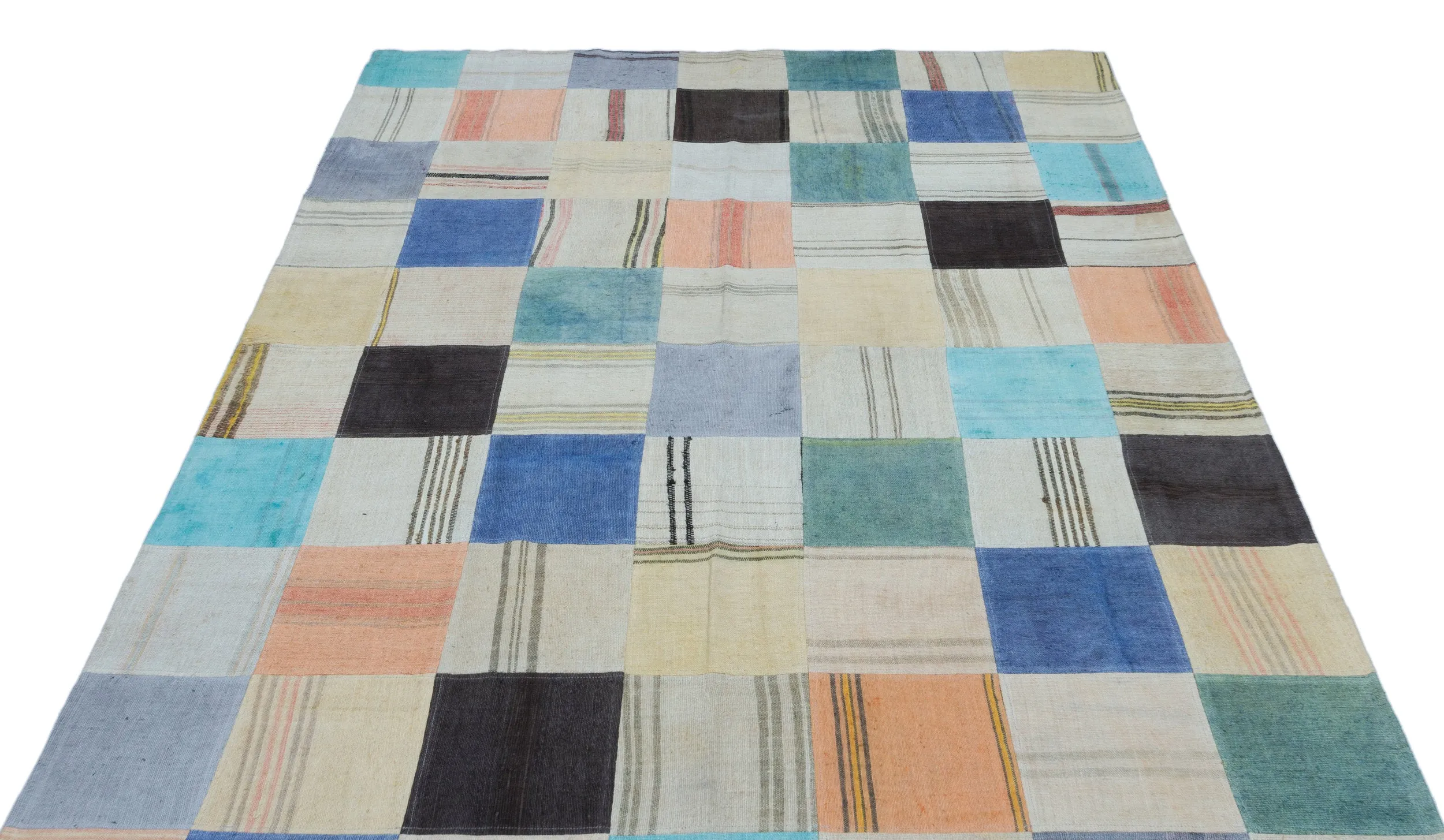 Mixed Over Dyed Kilim Patchwork Unique Rug 5'5'' x 7'9'' ft 165 x 235 cm