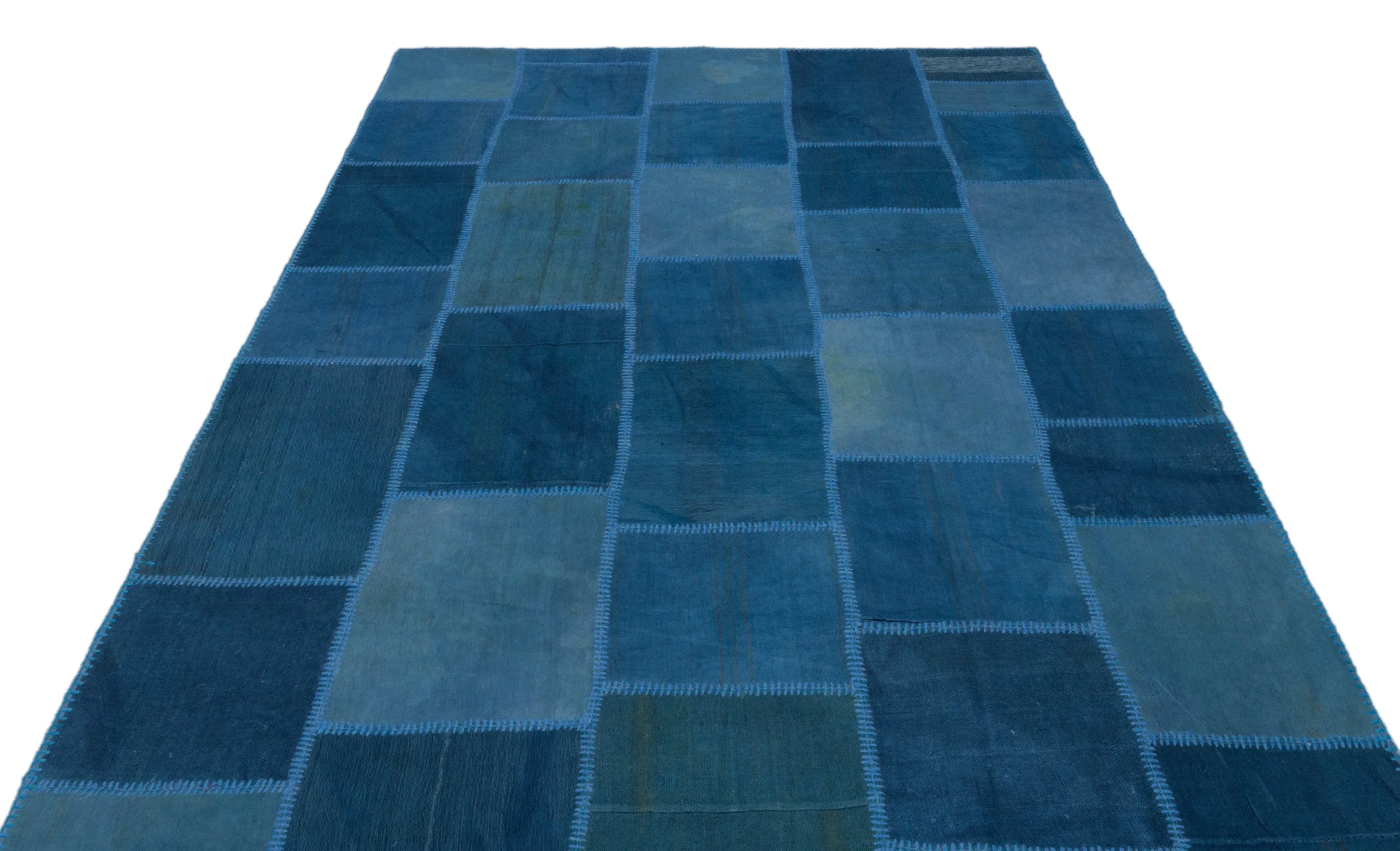 Mixed Over Dyed Kilim Patchwork Unique Rug 6'3'' x 9'10'' ft 190 x 300 cm