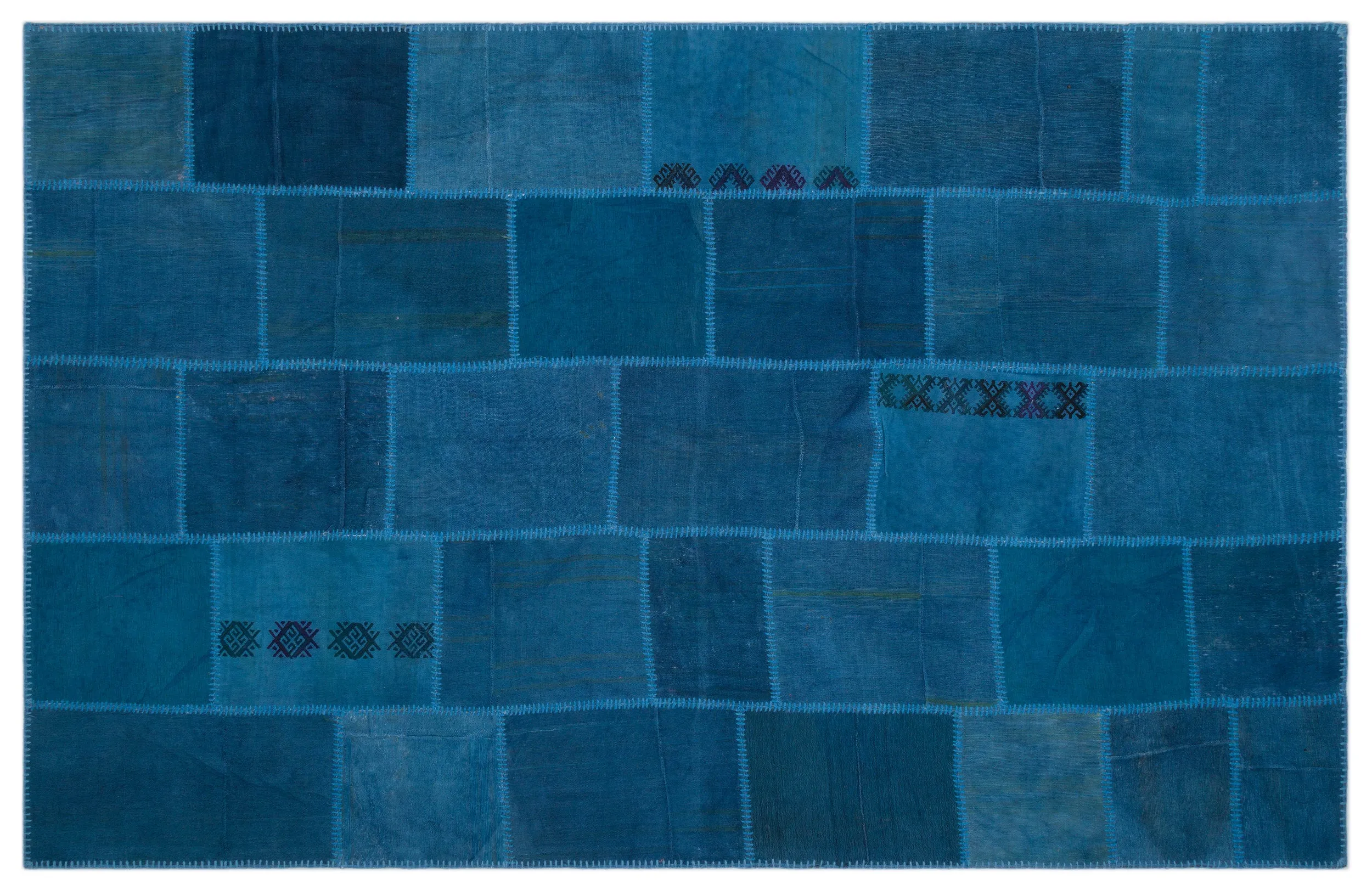 Mixed Over Dyed Kilim Patchwork Unique Rug 6'3'' x 9'10'' ft 190 x 300 cm