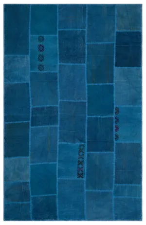 Mixed Over Dyed Kilim Patchwork Unique Rug 6'3'' x 9'10'' ft 190 x 300 cm