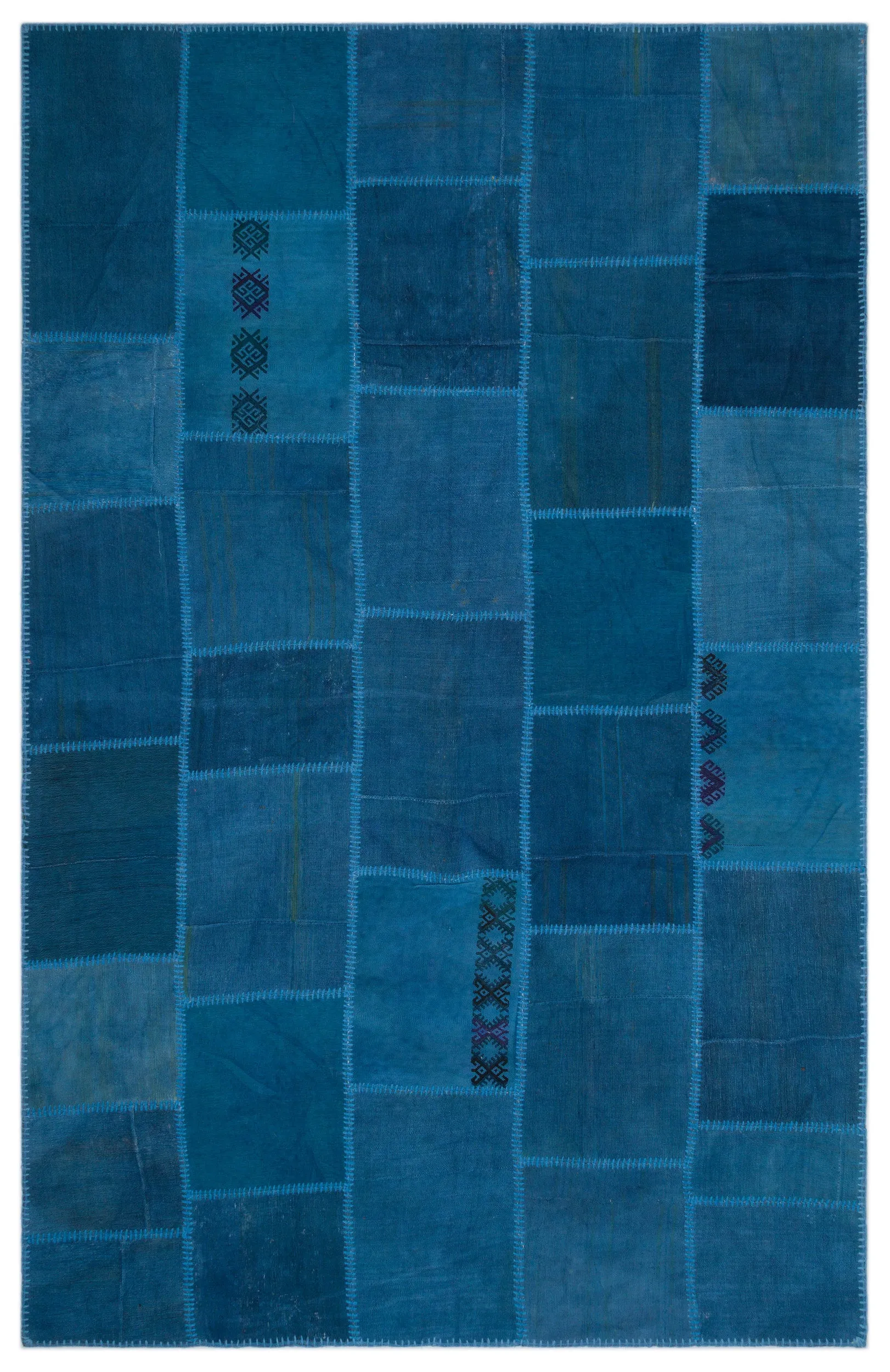 Mixed Over Dyed Kilim Patchwork Unique Rug 6'3'' x 9'10'' ft 190 x 300 cm