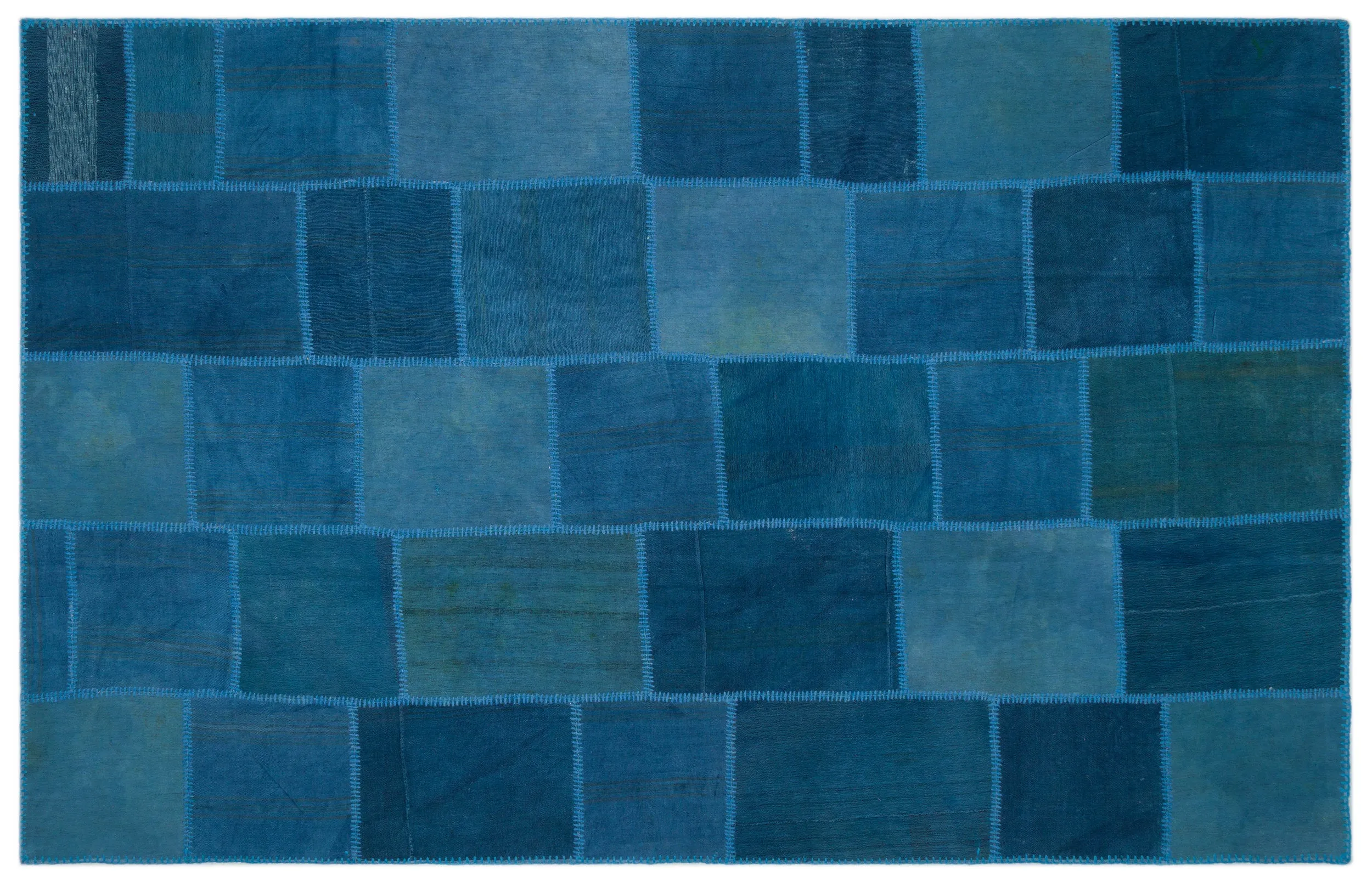Mixed Over Dyed Kilim Patchwork Unique Rug 6'3'' x 9'10'' ft 190 x 300 cm