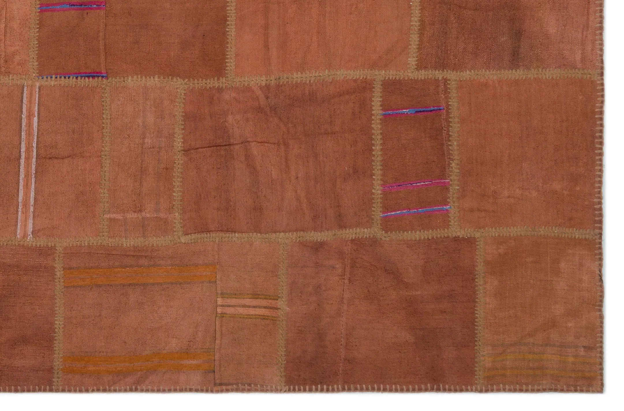 Mixed Over Dyed Kilim Patchwork Unique Rug 6'4'' x 9'11'' ft 193 x 301 cm