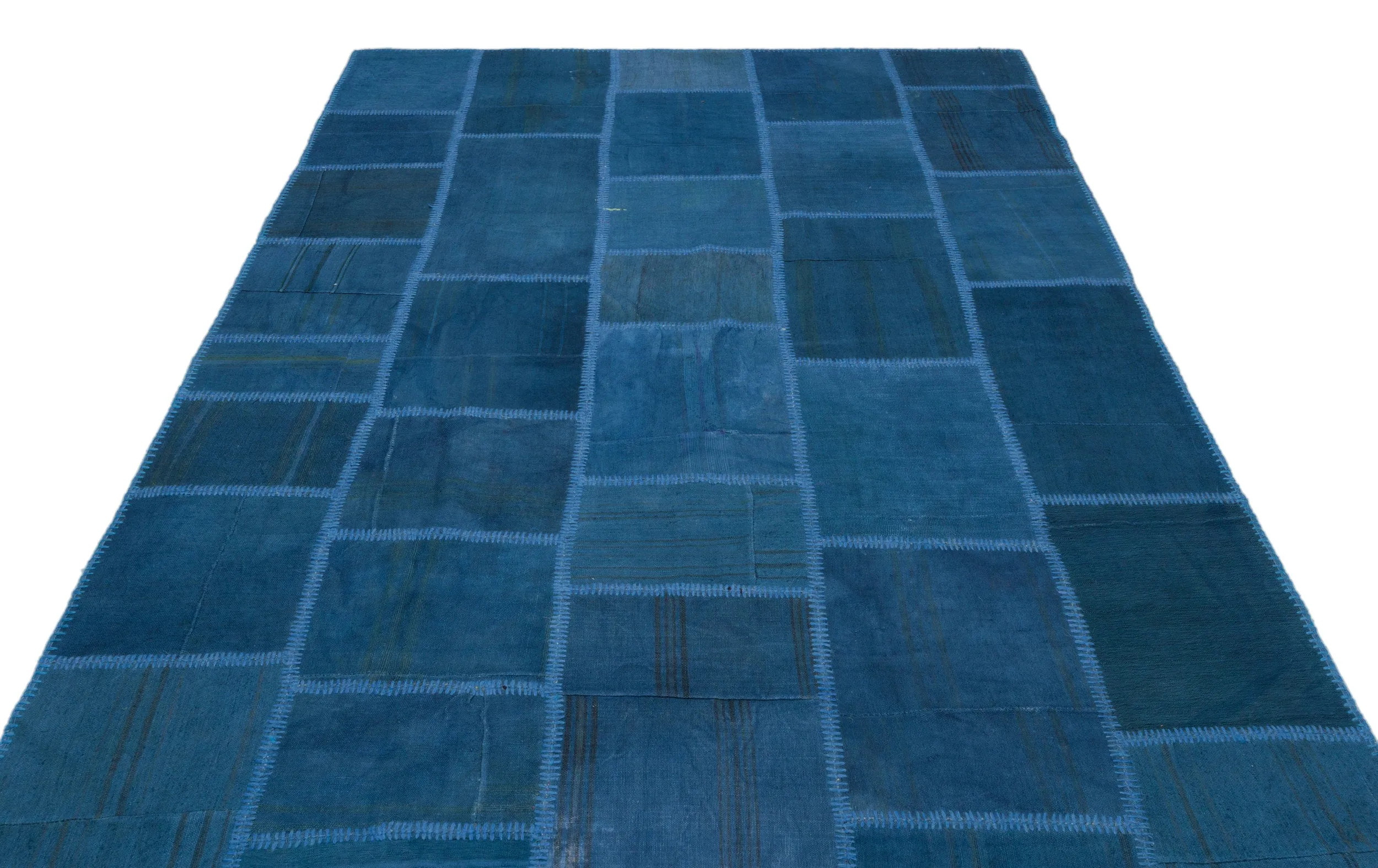 Mixed Over Dyed Kilim Patchwork Unique Rug 6'4'' x 9'9'' ft 192 x 298 cm