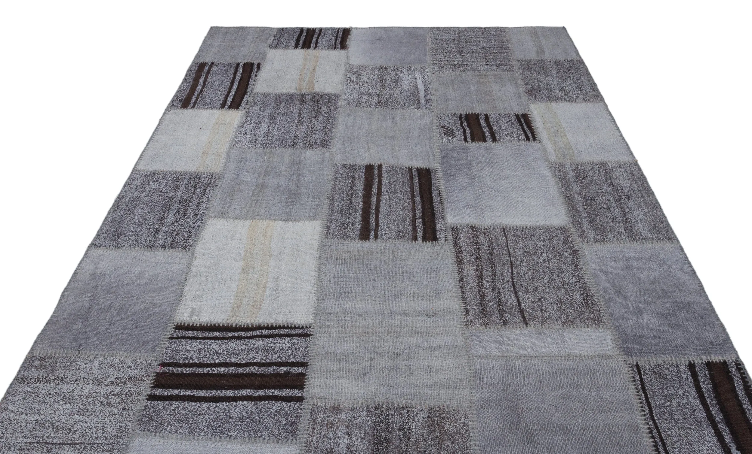 Mixed Over Dyed Kilim Patchwork Unique Rug 6'7'' x 9'10'' ft 200 x 300 cm