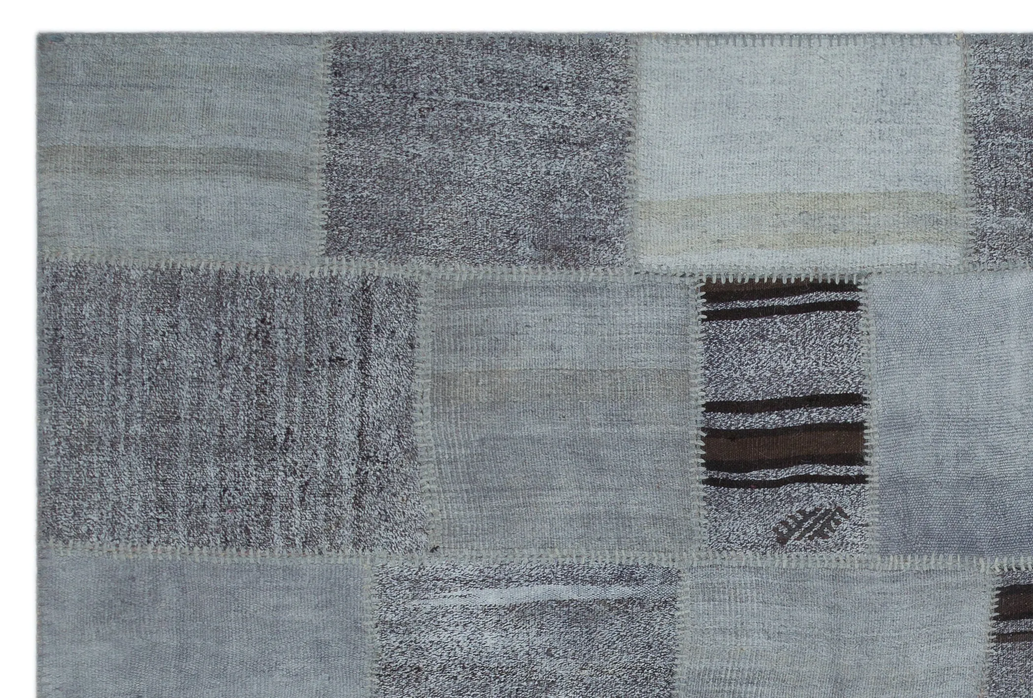Mixed Over Dyed Kilim Patchwork Unique Rug 6'7'' x 9'10'' ft 200 x 300 cm
