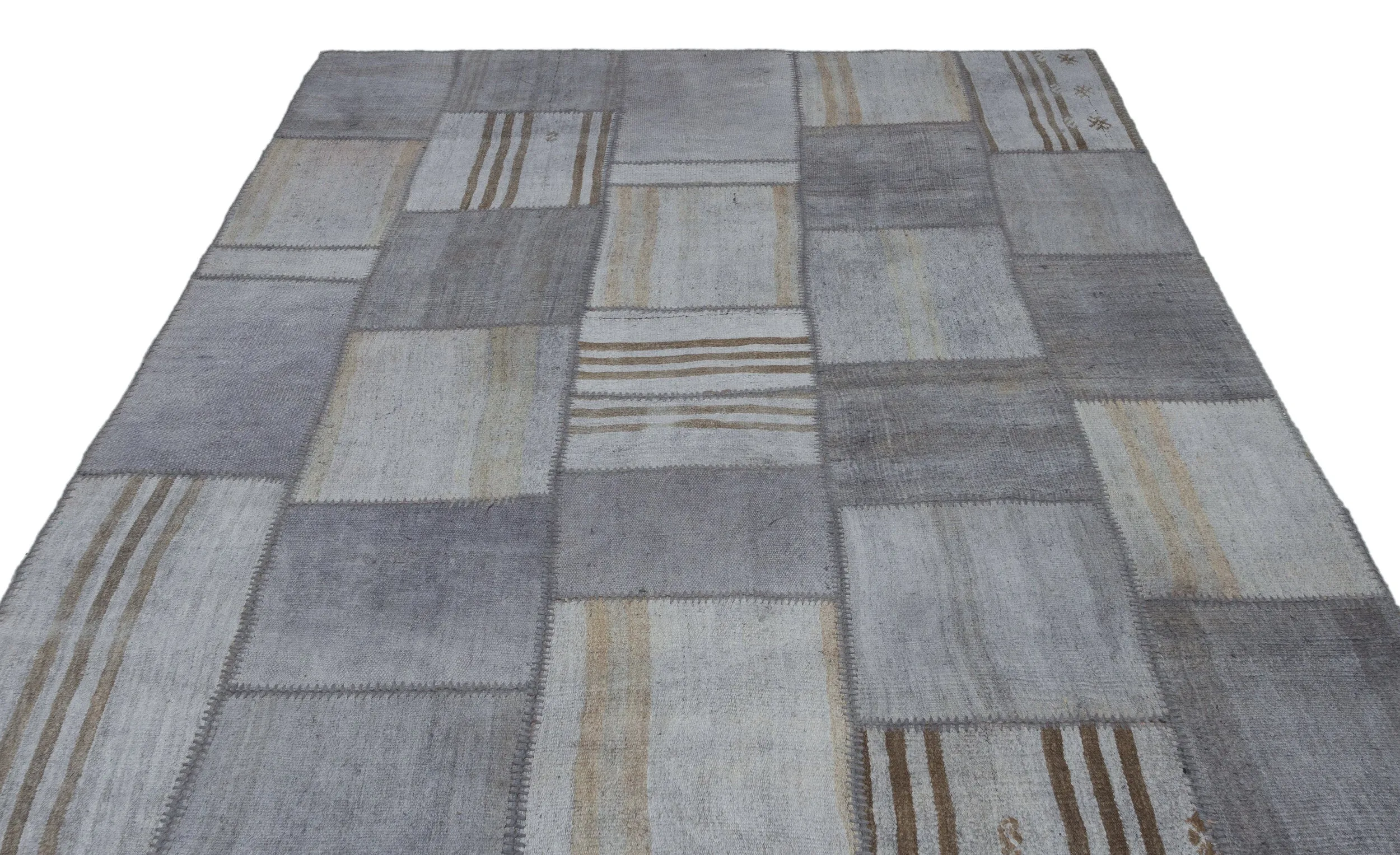 Mixed Over Dyed Kilim Patchwork Unique Rug 6'7'' x 9'11'' ft 201 x 302 cm