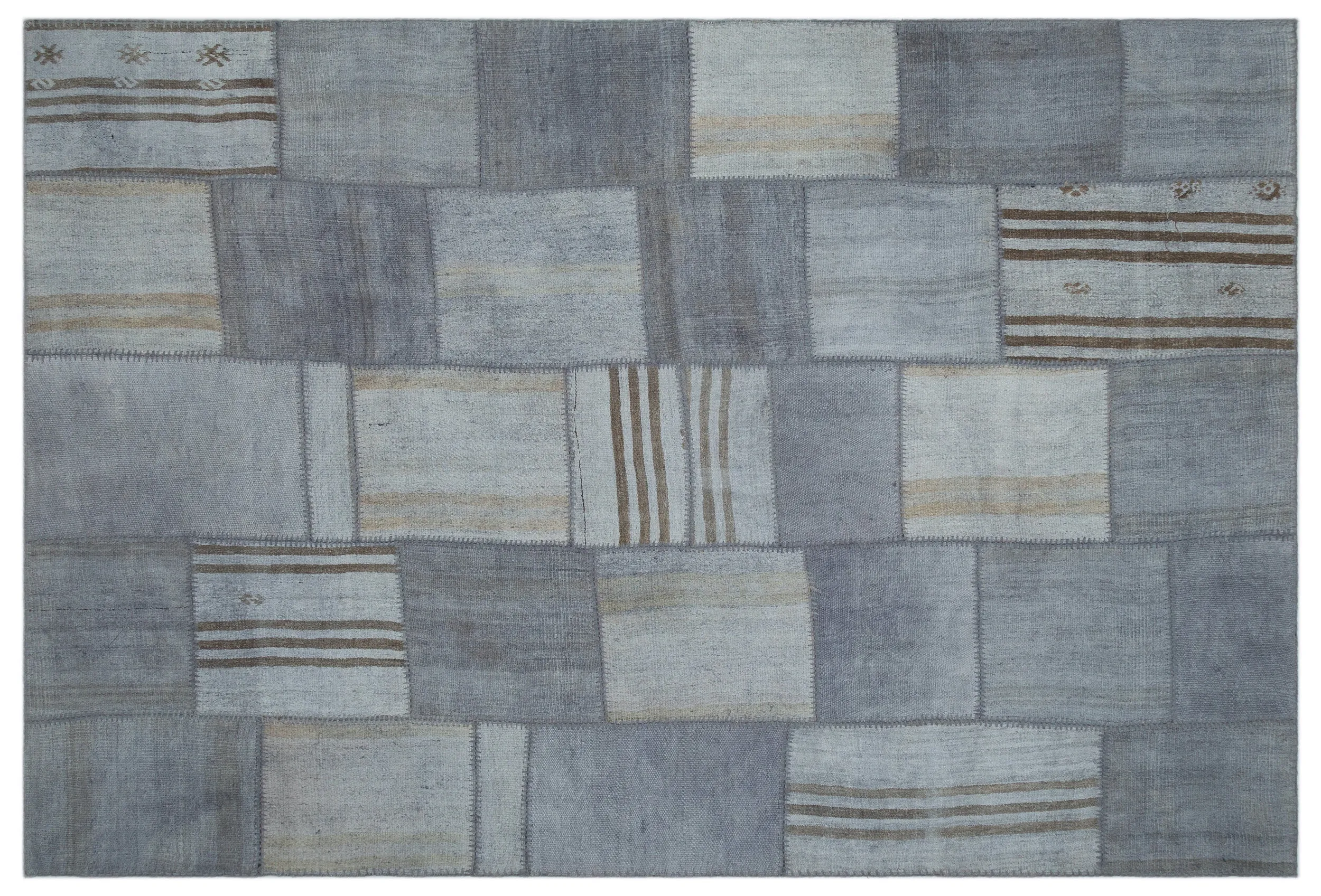 Mixed Over Dyed Kilim Patchwork Unique Rug 6'7'' x 9'11'' ft 201 x 302 cm