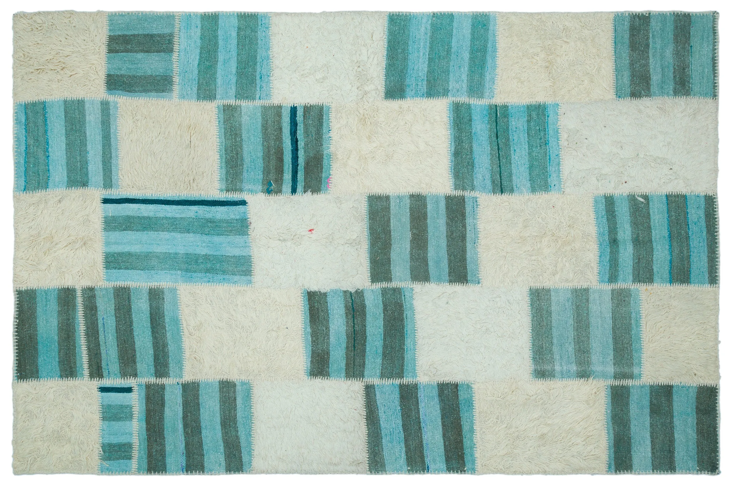 Mixed Over Dyed Kilim Patchwork Unique Rug 6'8'' x 9'11'' ft 203 x 301 cm