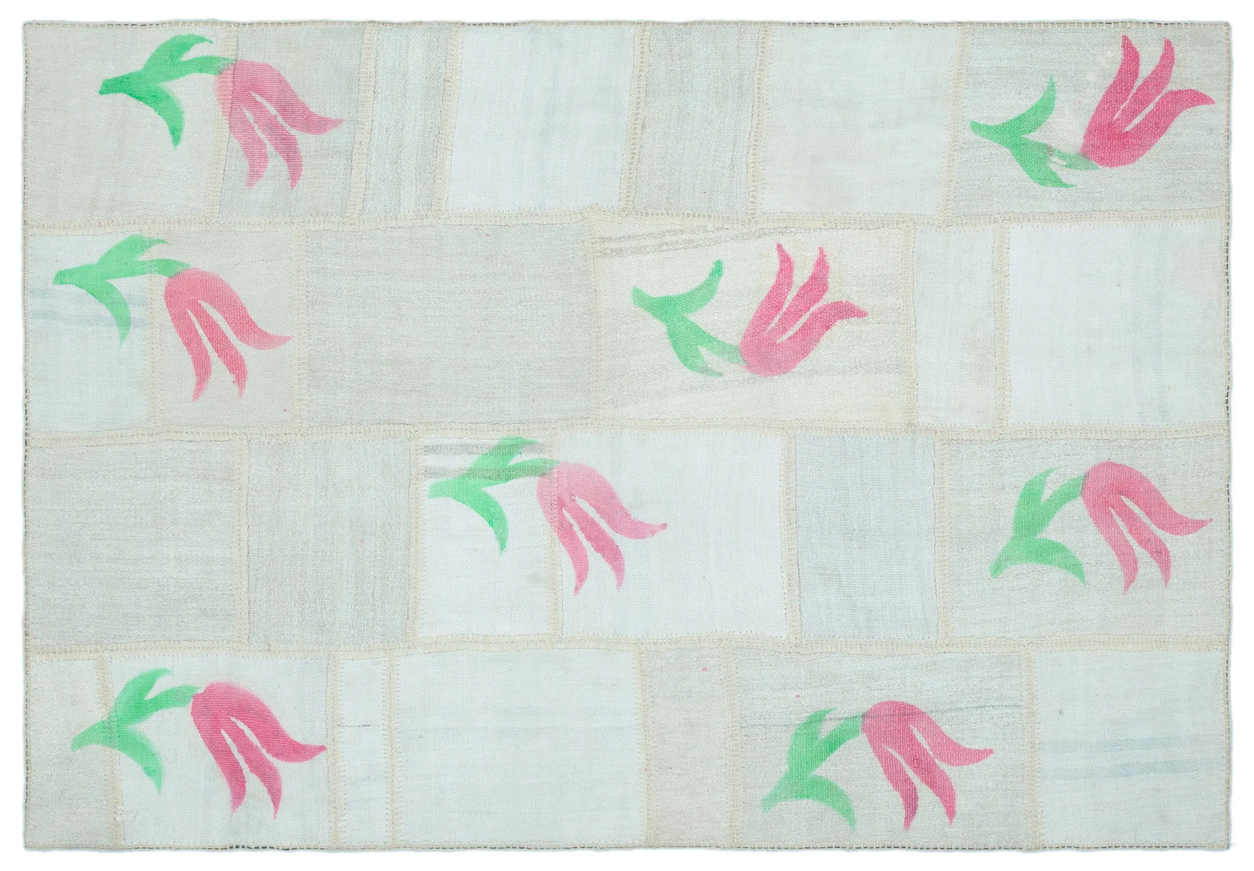 Mixed Over Dyed Rug | Flower Design Rug | Turkish Rug | Hand Weaving Rug  | Bedroom Rug | Wool Rug | Vintage Rug | Tumbled Rug  | Naturel Rug | Boho Rug I  5'1'' x 7'6'' ft 155 x 228 cm