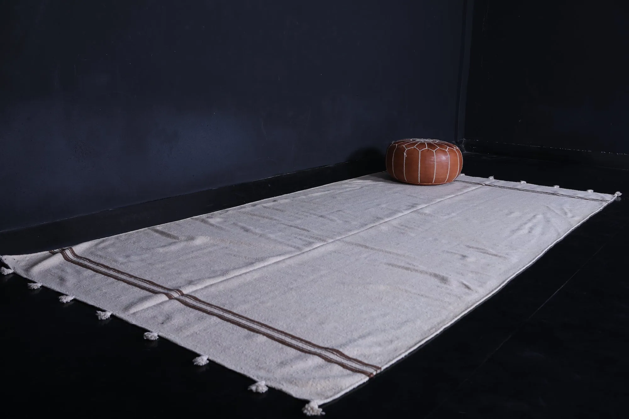 Moroccan Rug 5.8 X 11.2 Feet - Minimalist with Brown Stripes