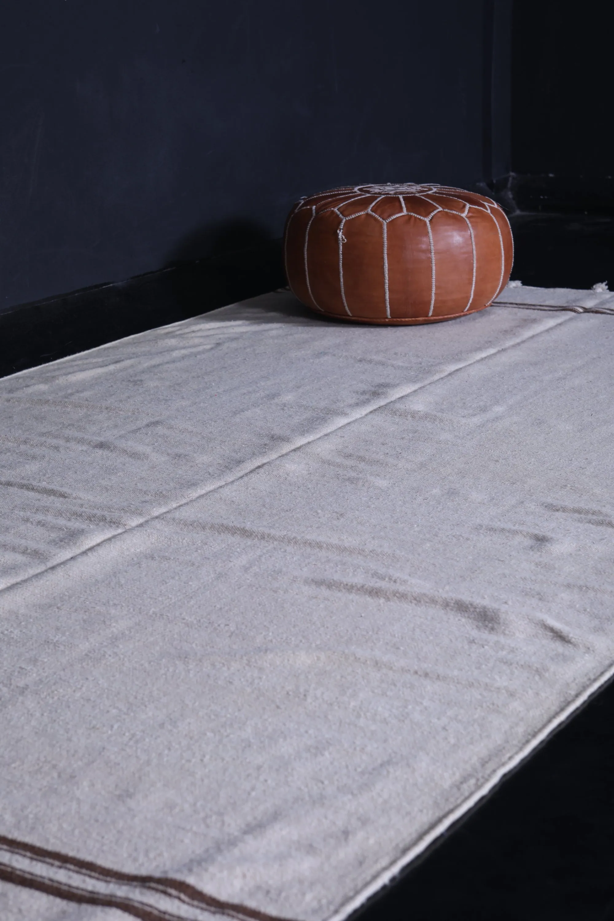 Moroccan Rug 5.8 X 11.2 Feet - Minimalist with Brown Stripes