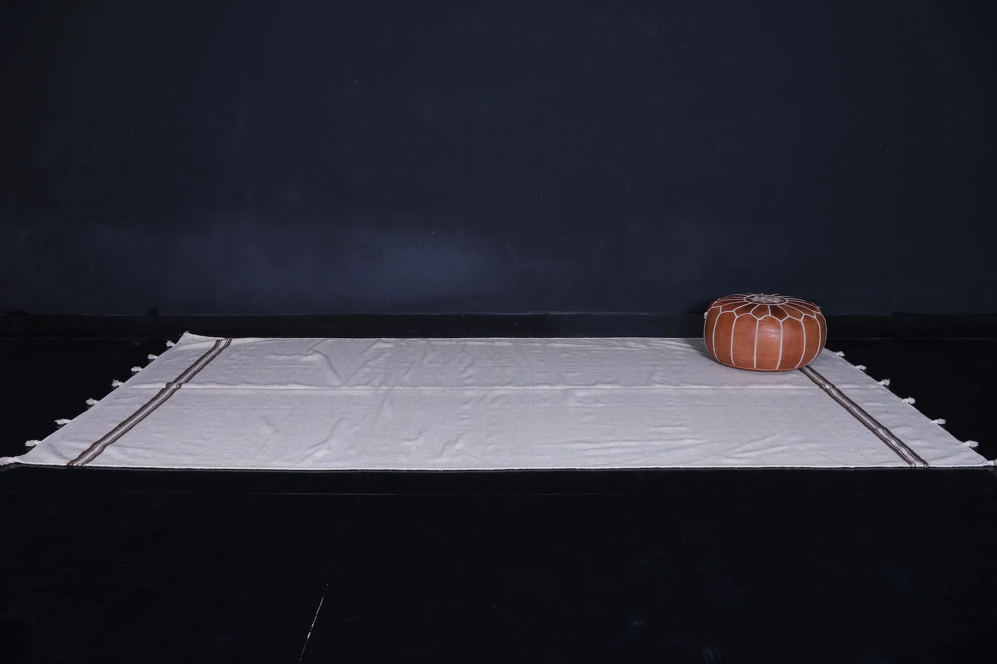 Moroccan Rug 5.8 X 11.2 Feet - Minimalist with Brown Stripes