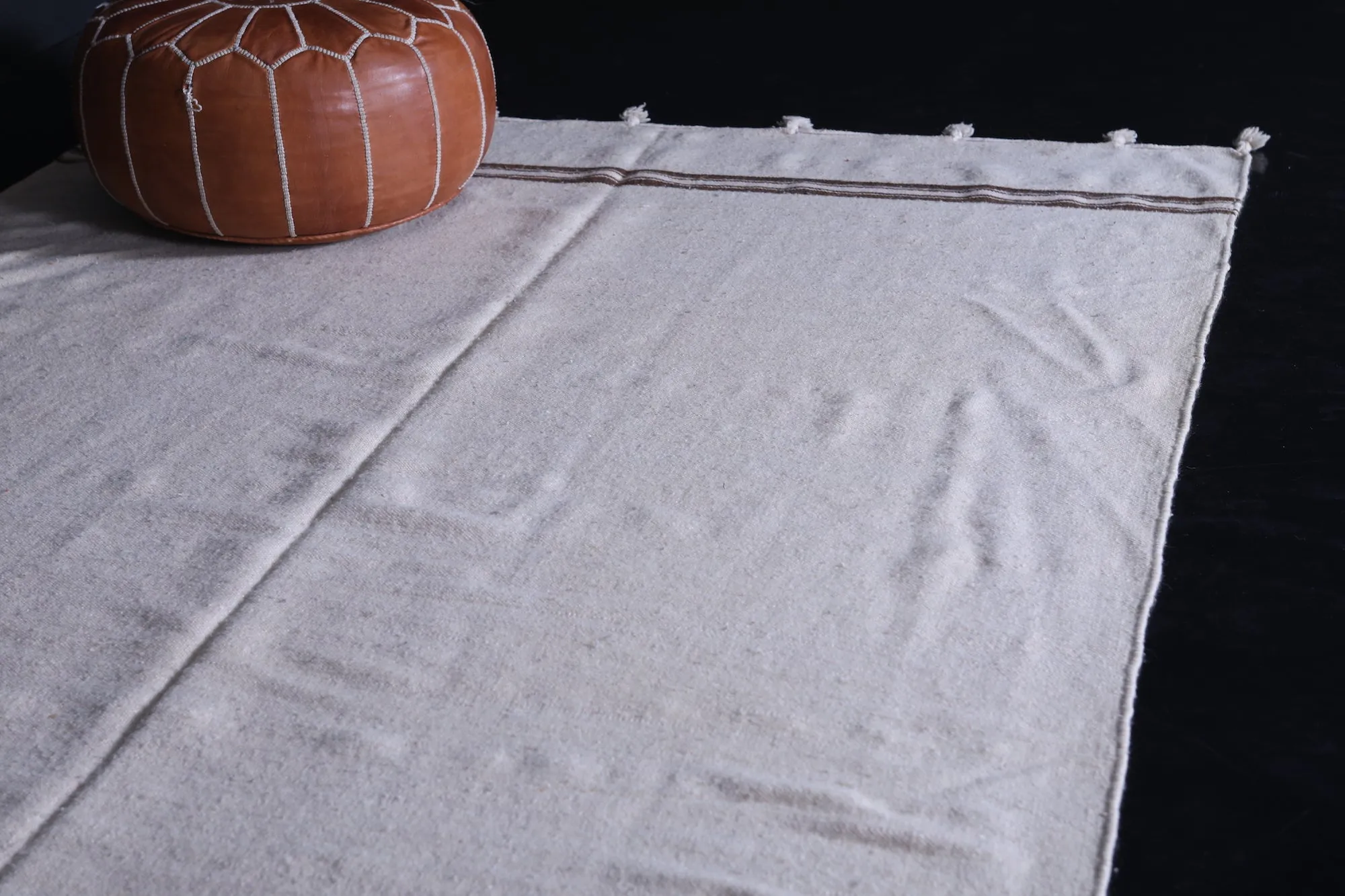 Moroccan Rug 5.8 X 11.2 Feet - Minimalist with Brown Stripes