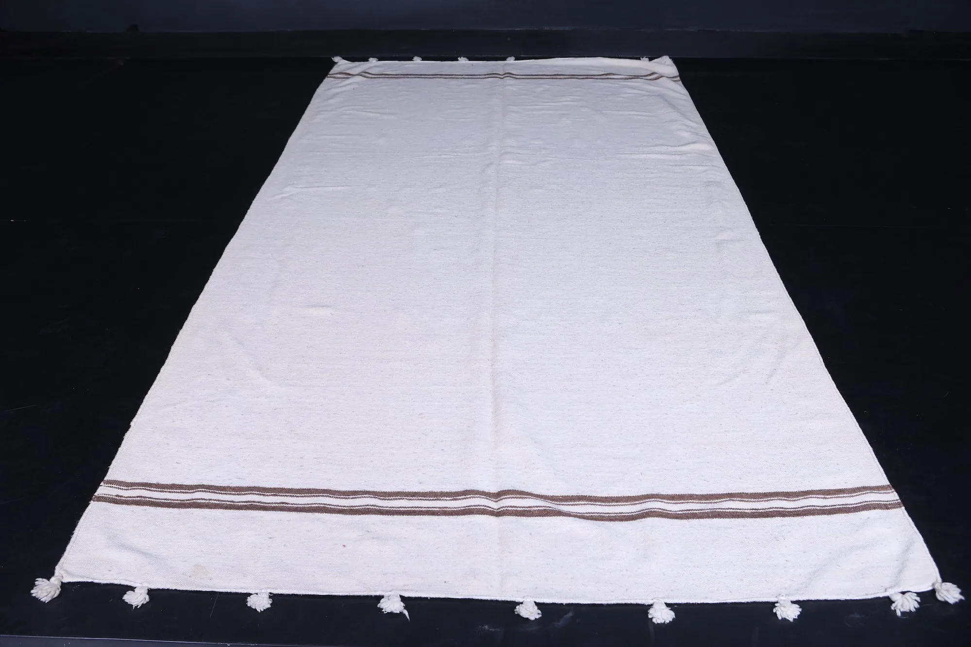 Moroccan Rug 5.8 X 11.2 Feet - Minimalist with Brown Stripes