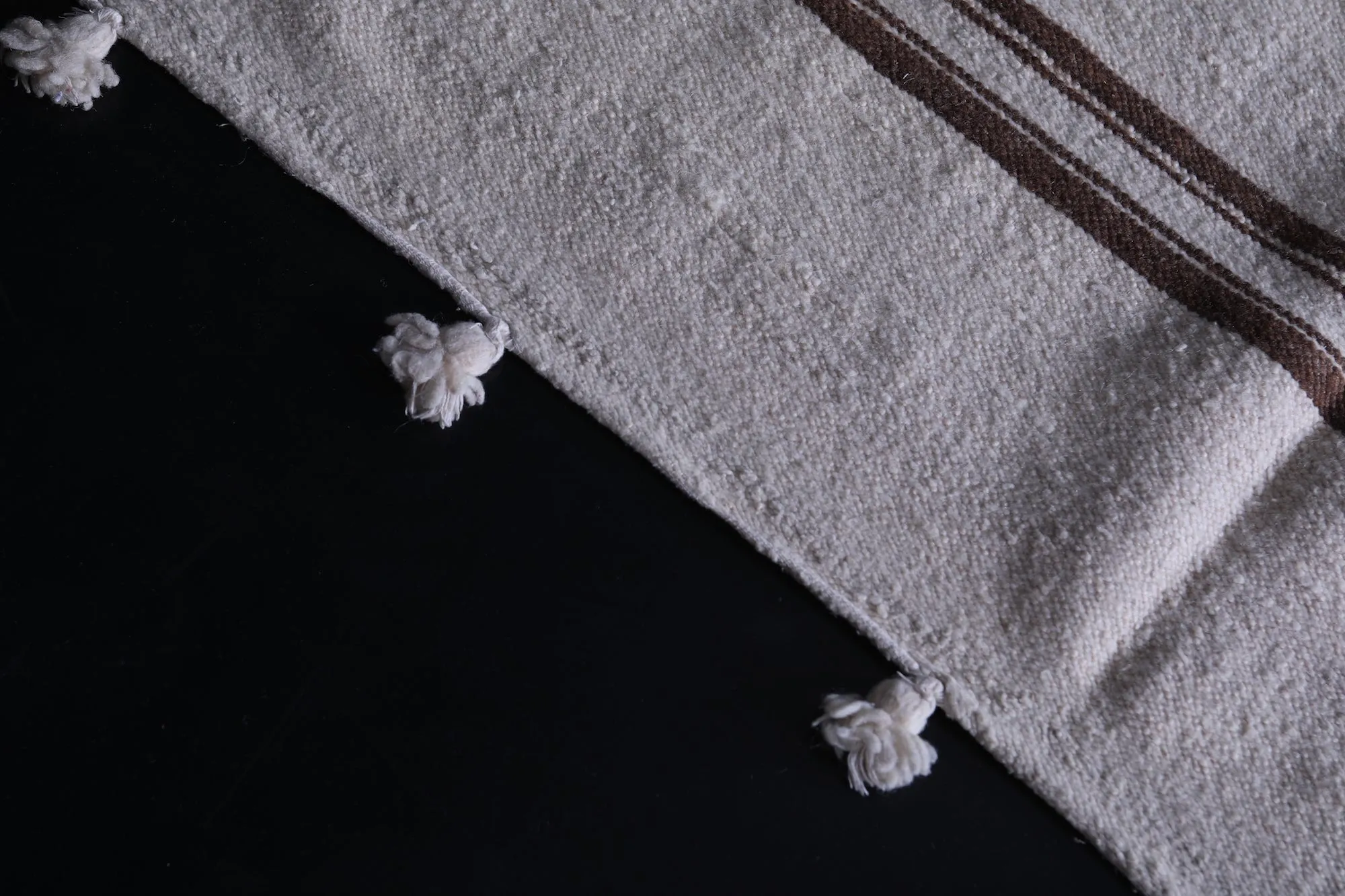 Moroccan Rug 5.8 X 11.2 Feet - Minimalist with Brown Stripes
