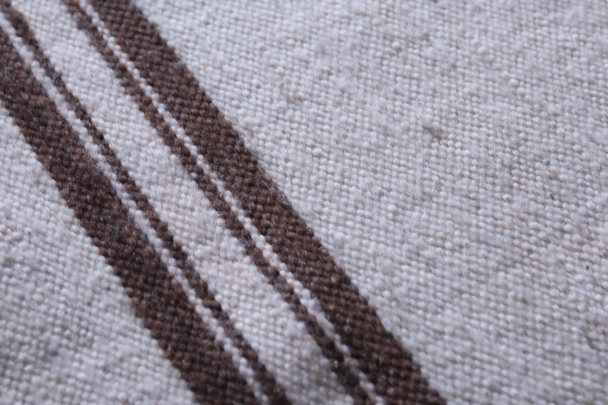 Moroccan Rug 5.8 X 11.2 Feet - Minimalist with Brown Stripes