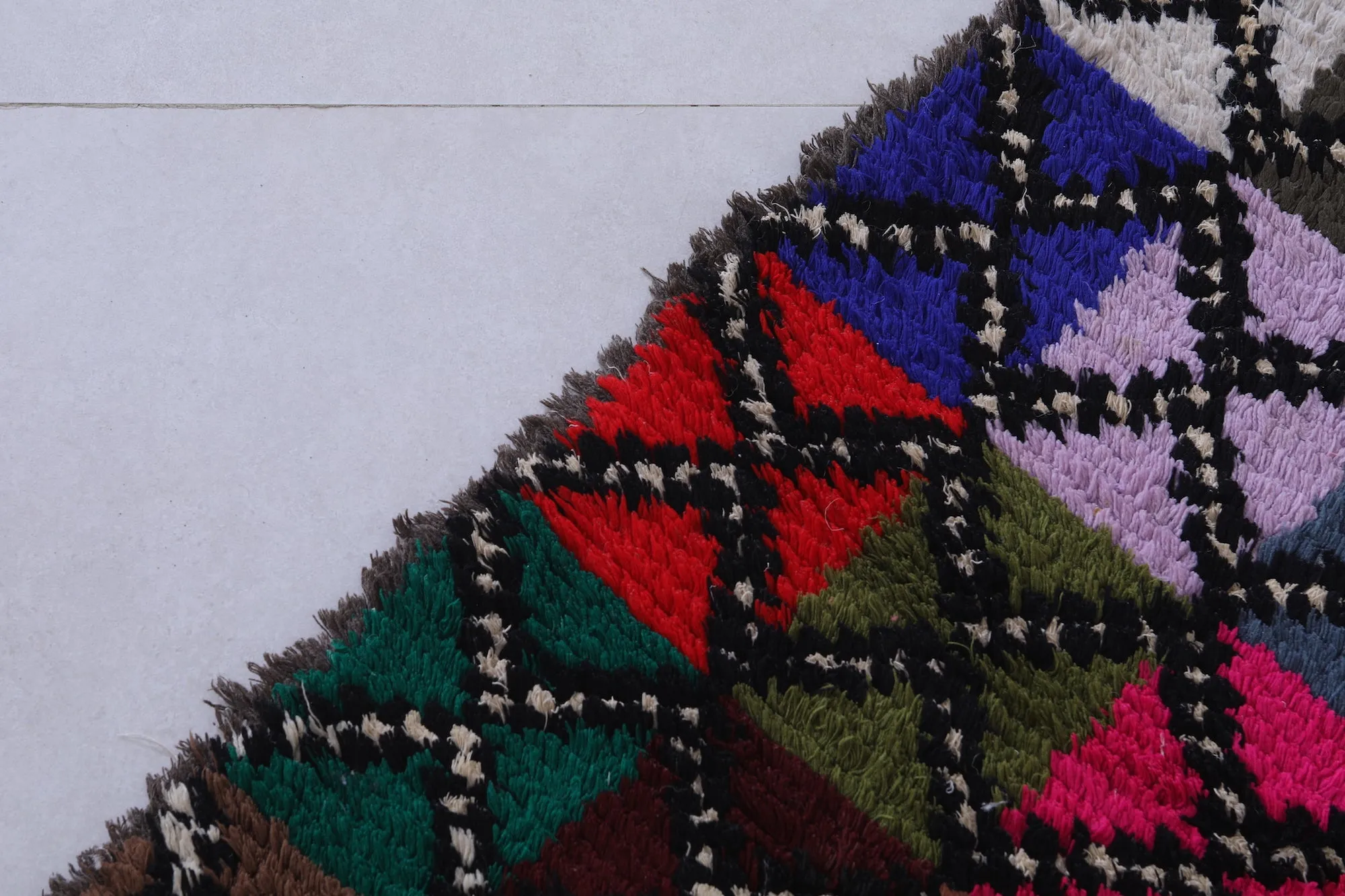 Moroccan Rug - Handwoven 2.2ft x 7.4ft | Colorful Berber Patchwork