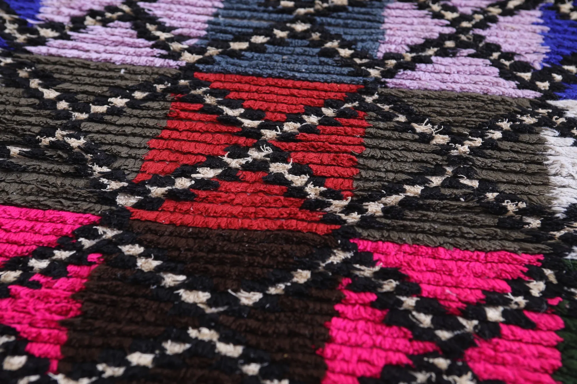 Moroccan Rug - Handwoven 2.2ft x 7.4ft | Colorful Berber Patchwork