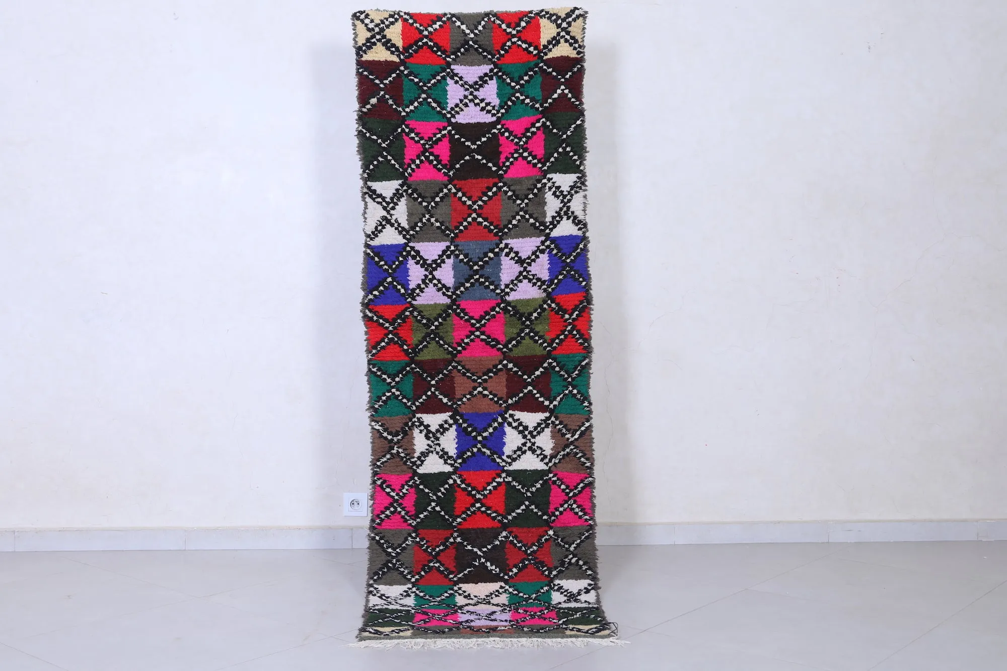 Moroccan Rug - Handwoven 2.2ft x 7.4ft | Colorful Berber Patchwork