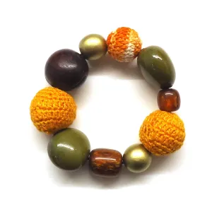 Multi Bead Bracelet - Orange & Brown