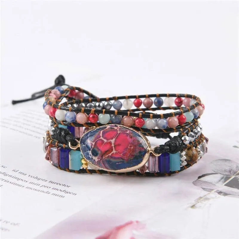 Multi Color Stones Natural Beads Crystal Bohemian Bracelet